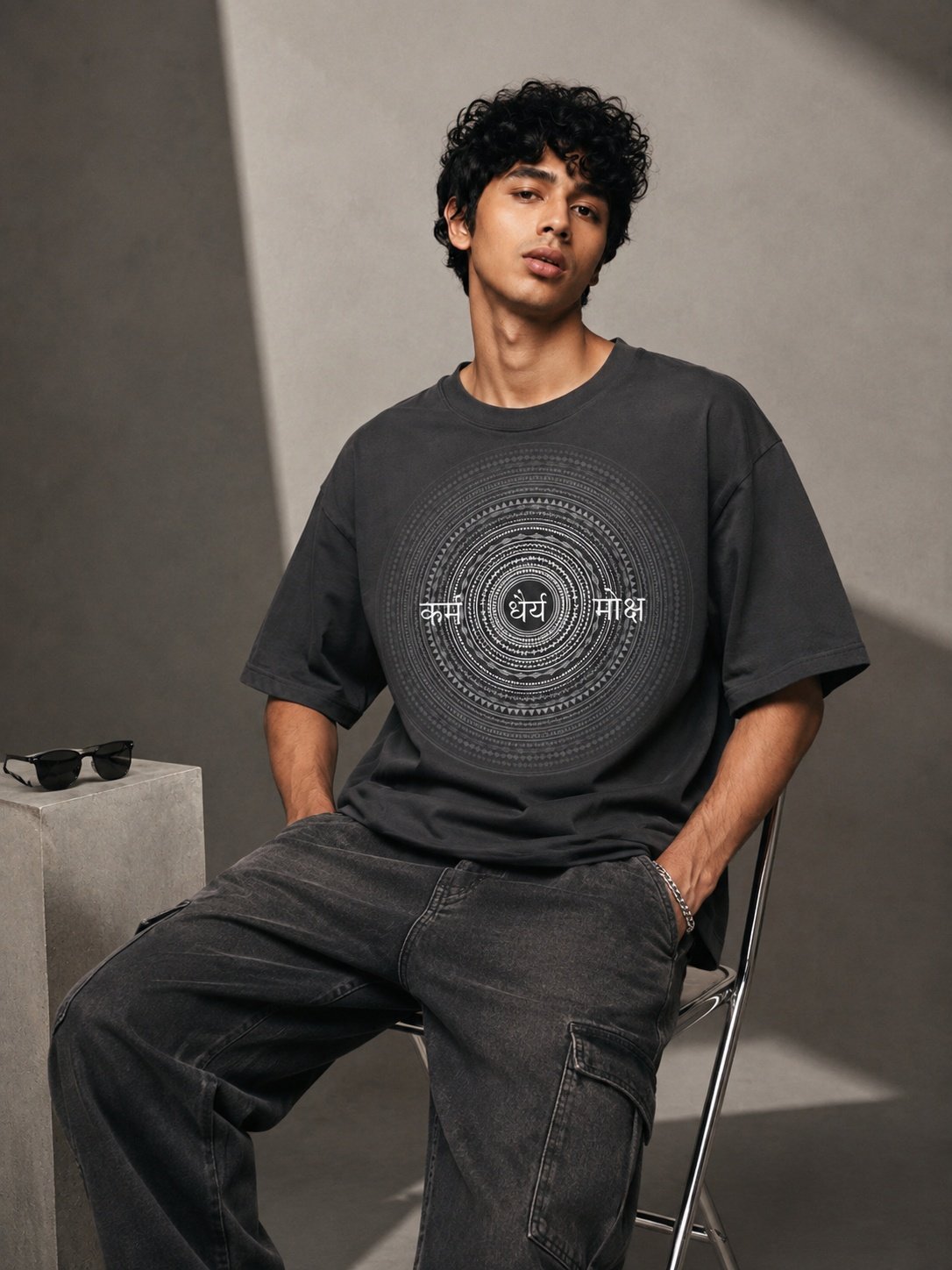 Stardust Trail Printed Round Neck Oversize Pre-customized Tshirt for Men