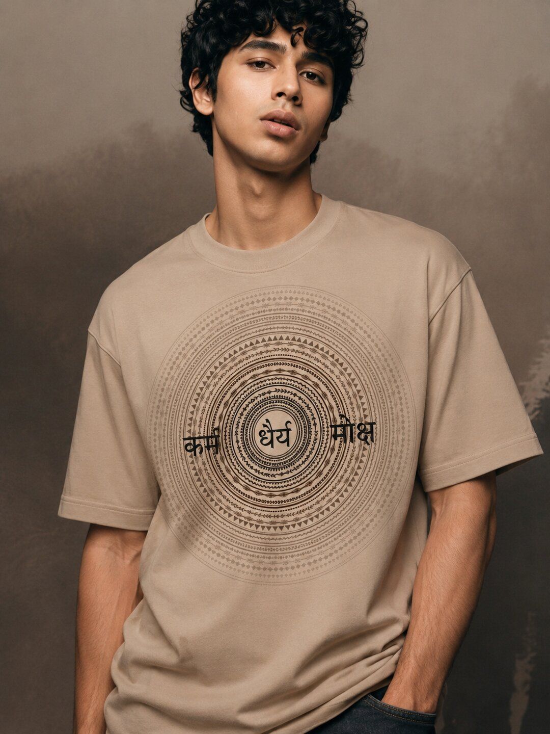 Stardust Trail Printed Round Neck Oversize Pre-customized Tshirt for Men