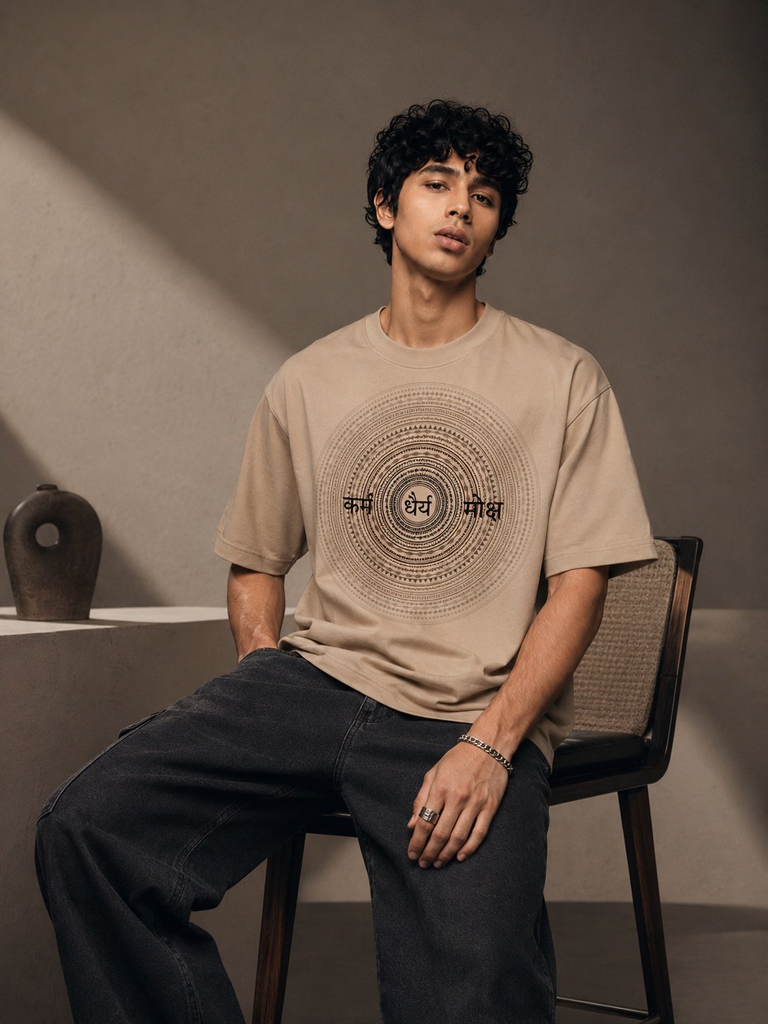 Stardust Trail Printed Round Neck Oversize Pre-customized Tshirt for Men