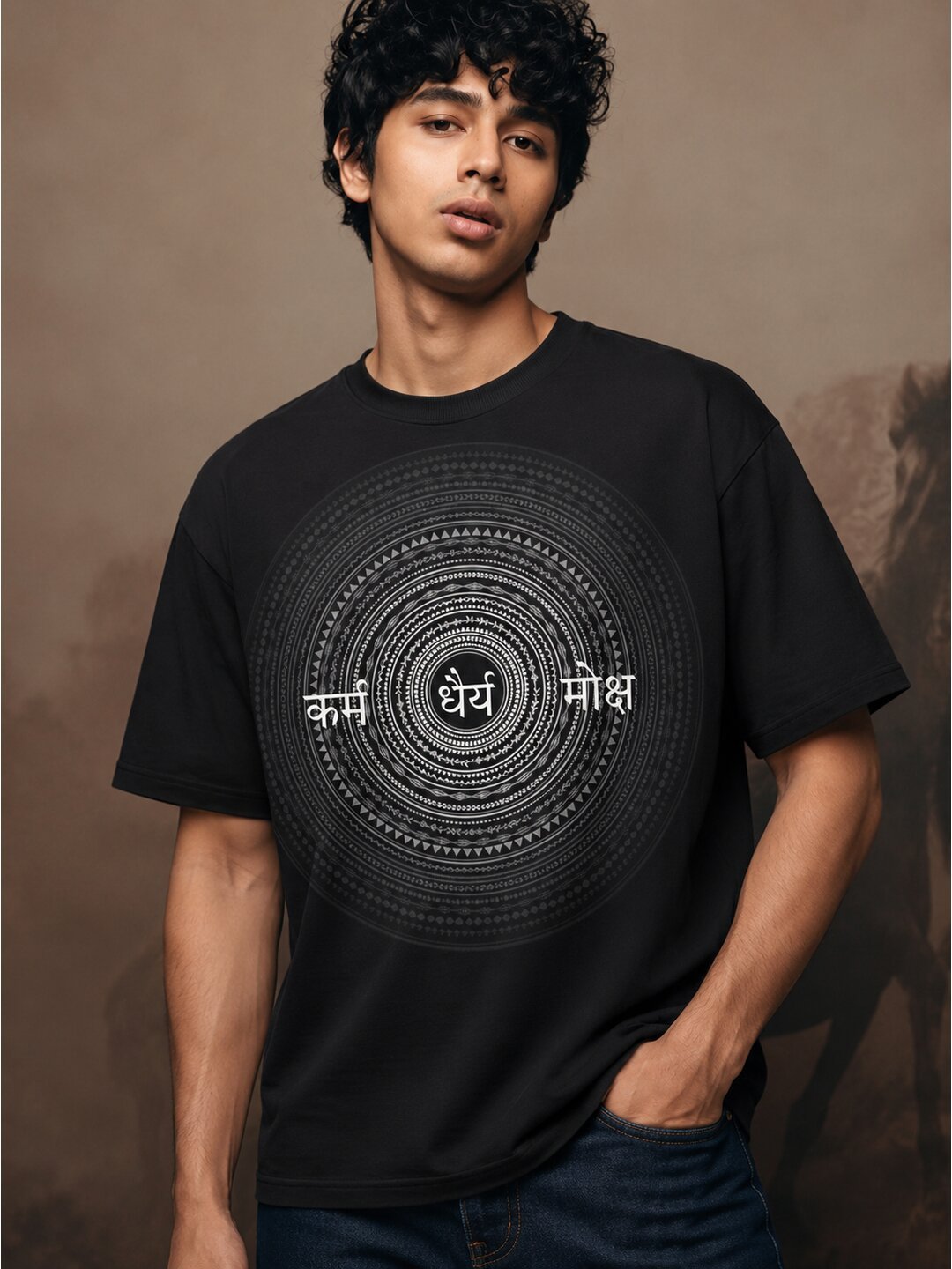 Stardust Trail Printed Round Neck Oversize Pre-customized Tshirt for Men