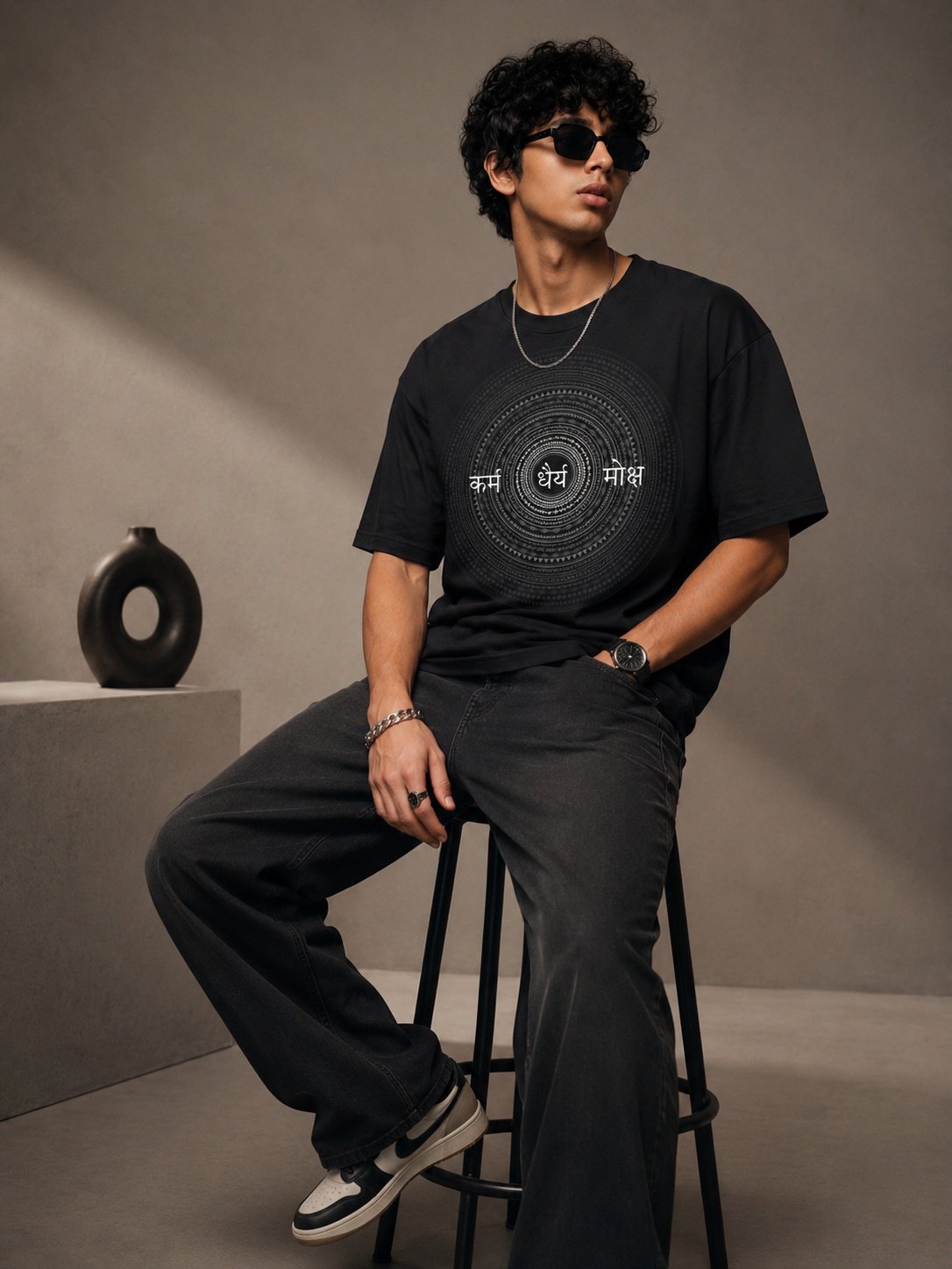 Stardust Trail Printed Round Neck Oversize Pre-customized Tshirt for Men