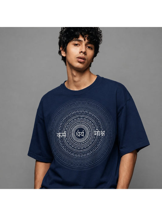 Stardust Trail Printed Round Neck Oversize Pre-customized Tshirt for Men
