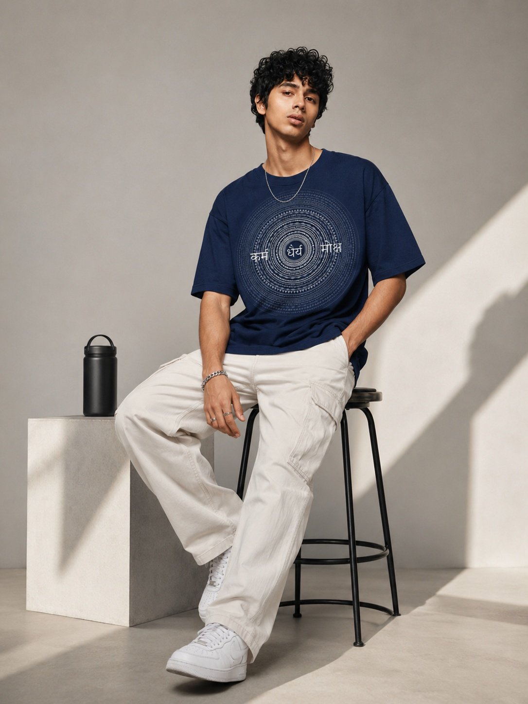 Stardust Trail Printed Round Neck Oversize Pre-customized Tshirt for Men