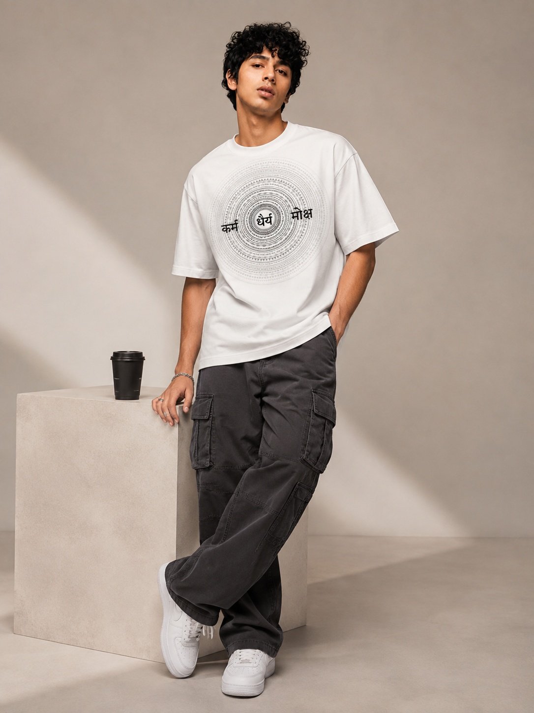 Stardust Trail Printed Round Neck Oversize Pre-customized Tshirt for Men