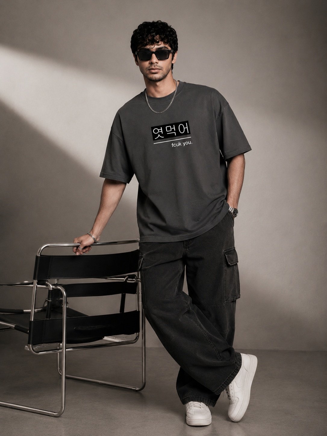 Bold Statement Printed Round Neck Oversize Pre-customized Tshirt for Men