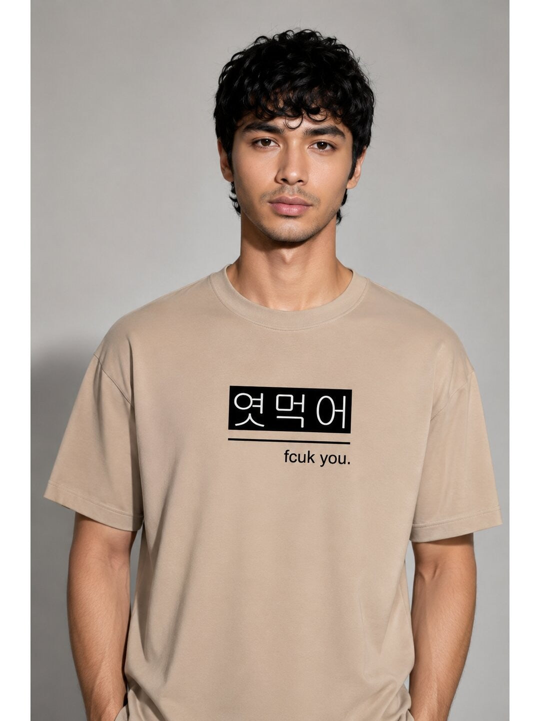 Bold Statement Printed Round Neck Oversize Pre-customized Tshirt for Men