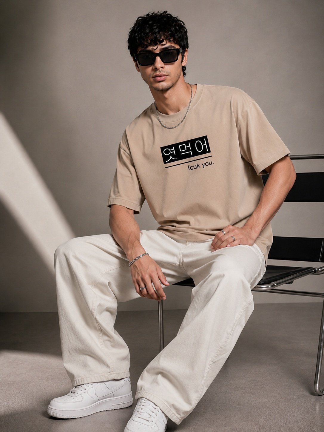 Bold Statement Printed Round Neck Oversize Pre-customized Tshirt for Men