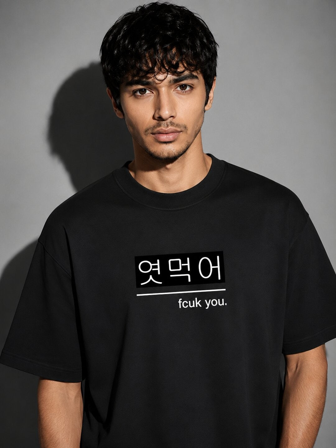 Bold Statement Printed Round Neck Oversize Pre-customized Tshirt for Men