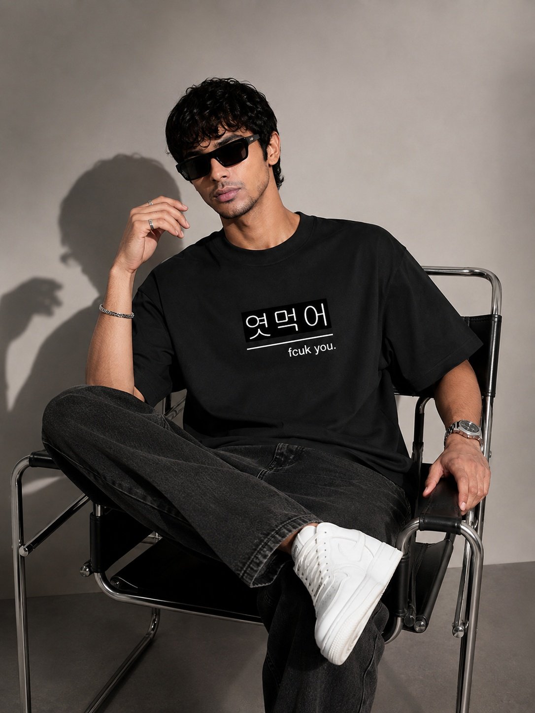 Bold Statement Printed Round Neck Oversize Pre-customized Tshirt for Men
