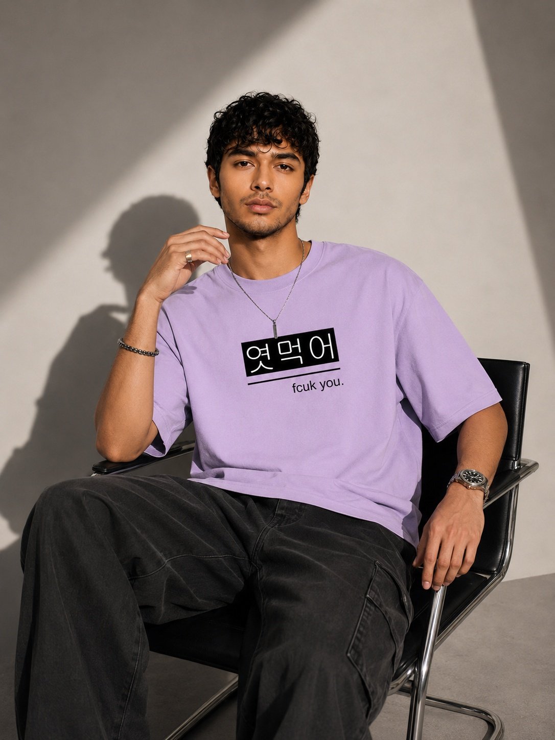 Bold Statement Printed Round Neck Oversize Pre-customized Tshirt for Men