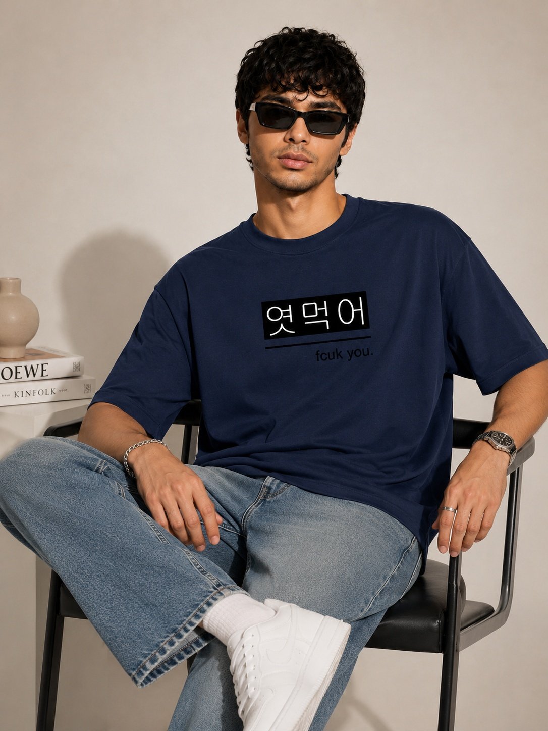 Bold Statement Printed Round Neck Oversize Pre-customized Tshirt for Men