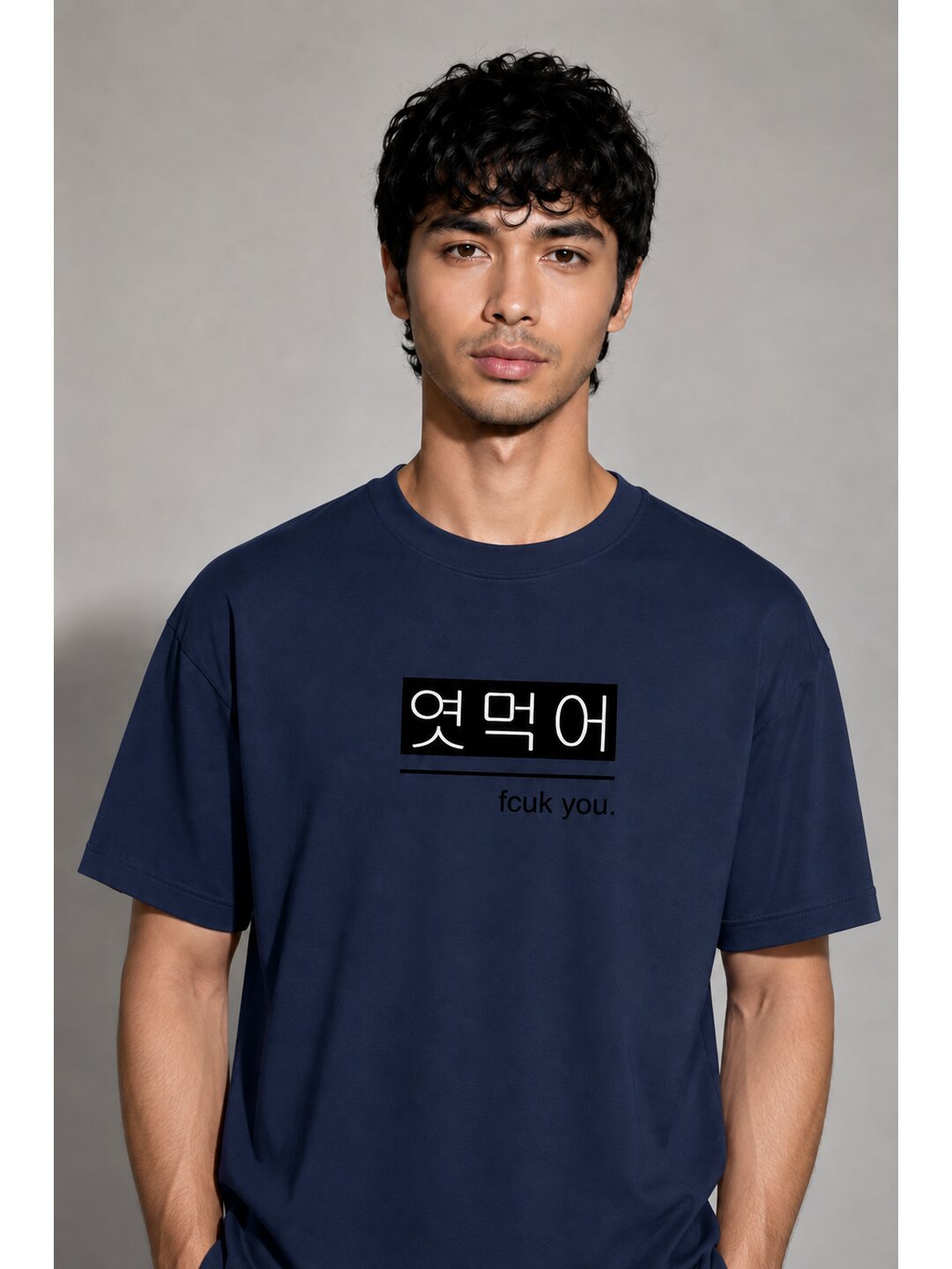 Korean 01 Printed Round Neck Oversized Pre customized Tshirt for Men