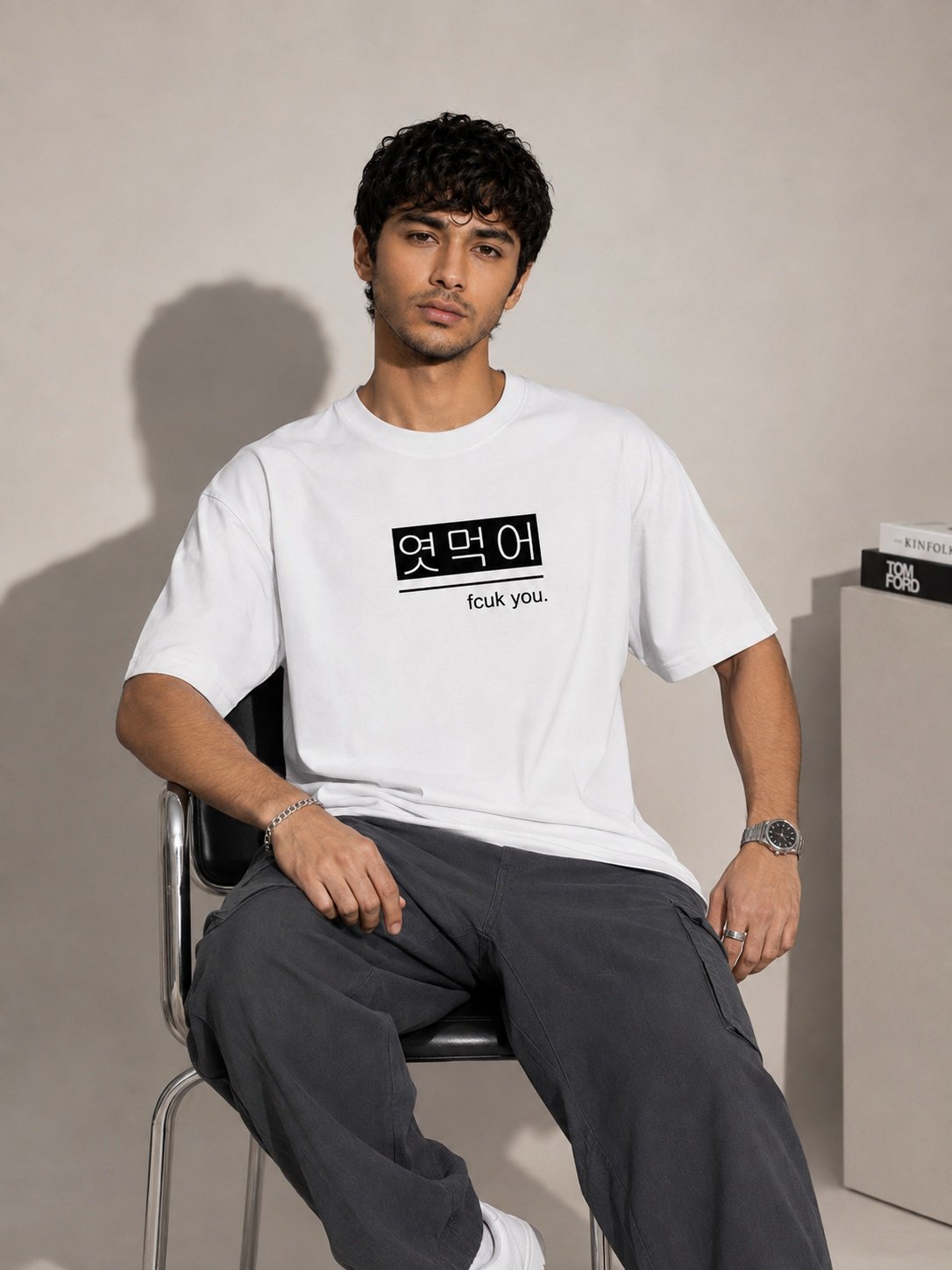 Bold Statement Printed Round Neck Oversize Pre-customized Tshirt for Men