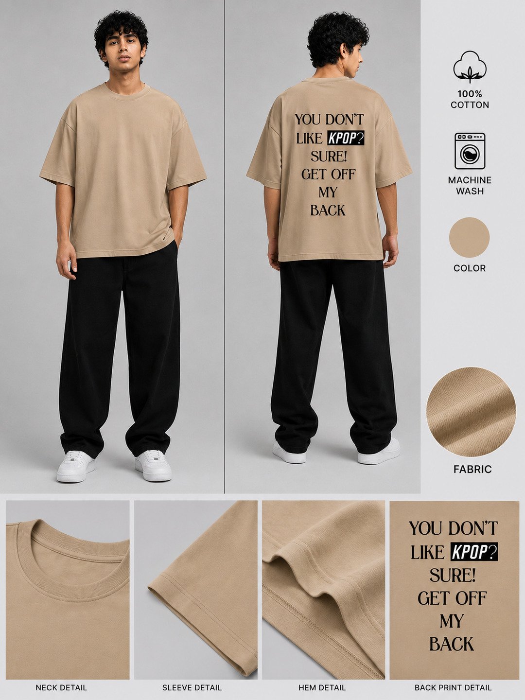 K-POP Printed Round Neck Oversize Pre-customized Tshirt for Men