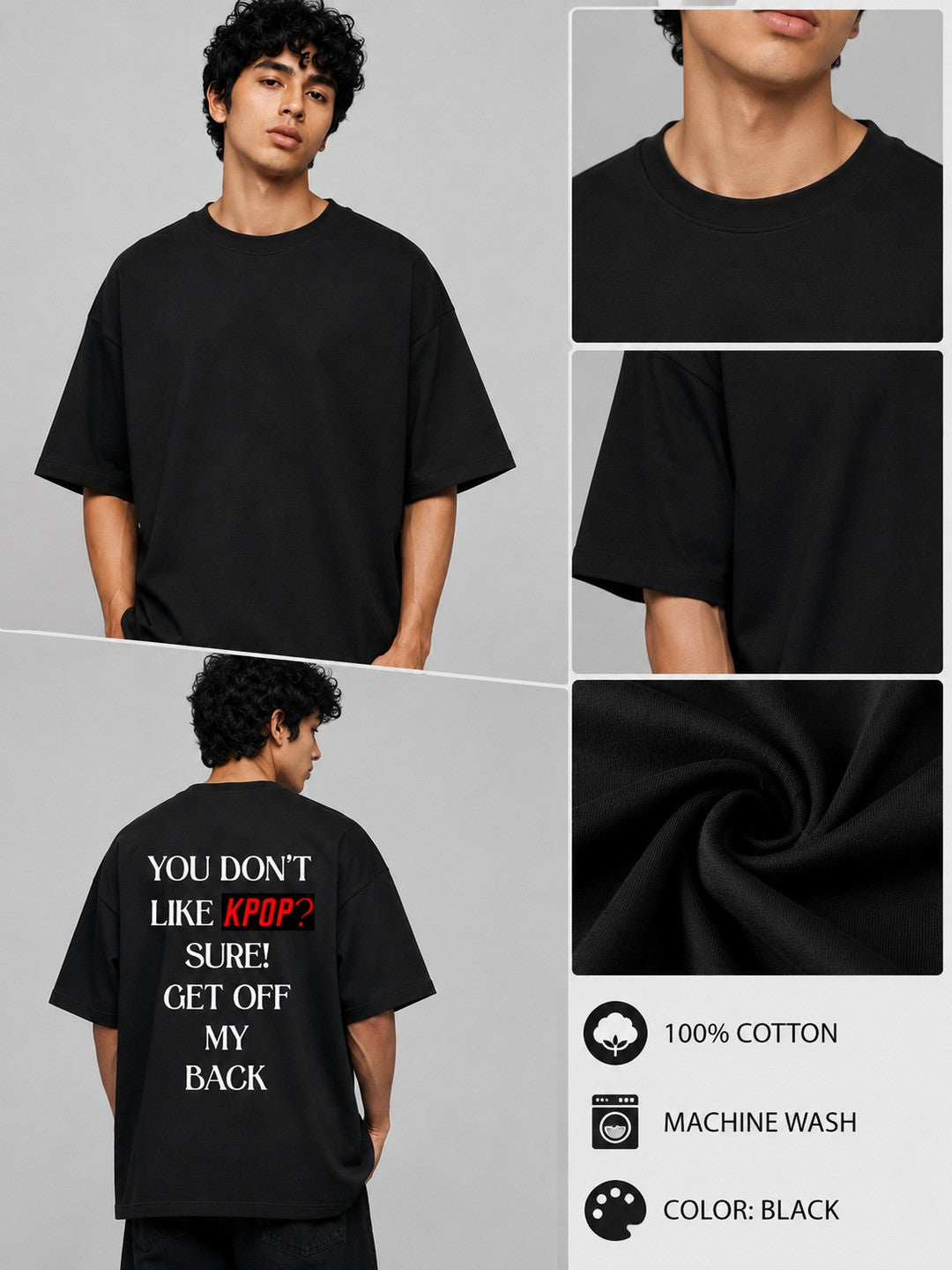 K-POP Printed Round Neck Oversize Pre-customized Tshirt for Men