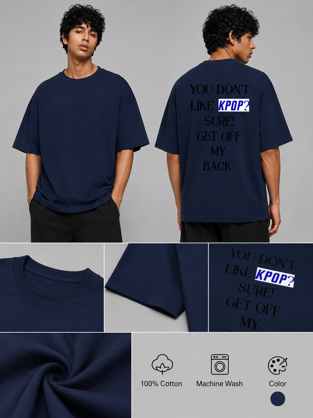 K-POP Printed Round Neck Oversize Pre-customized Tshirt for Men