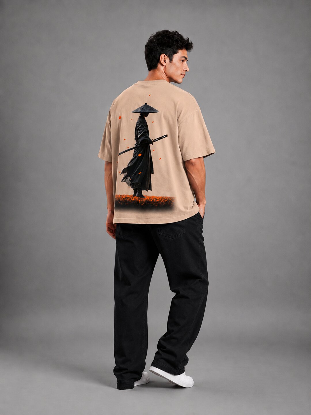 Hangul Drip Printed Round Neck Oversize Pre-customized Tshirt for Men