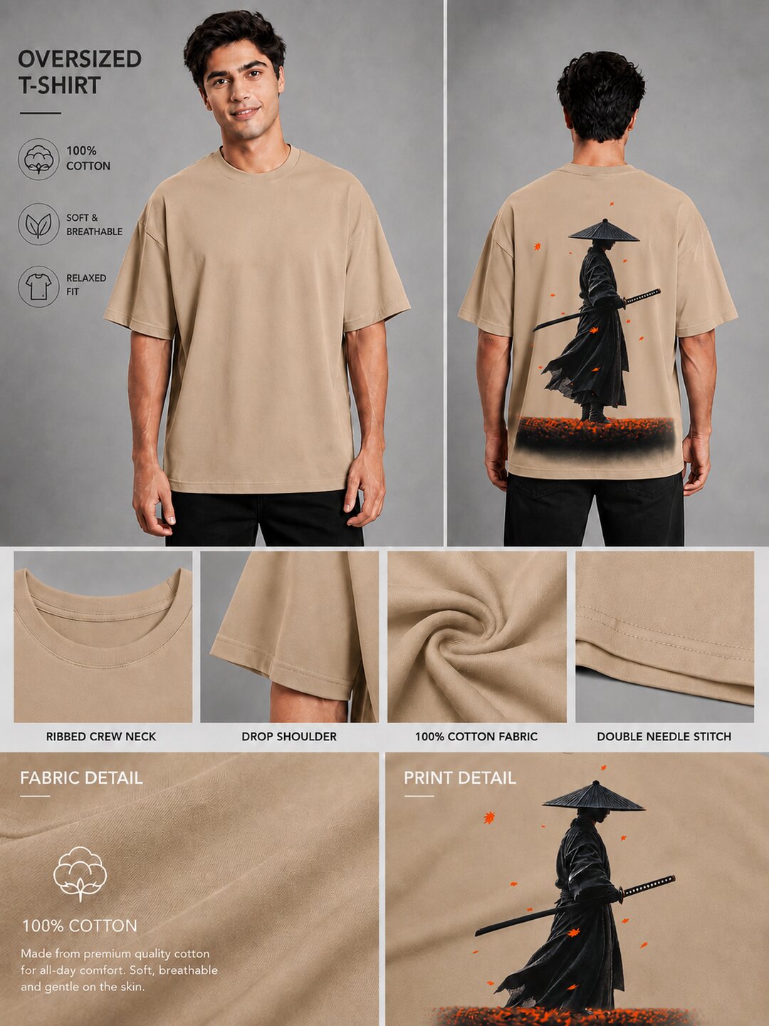 Hangul Drip Printed Round Neck Oversize Pre-customized Tshirt for Men