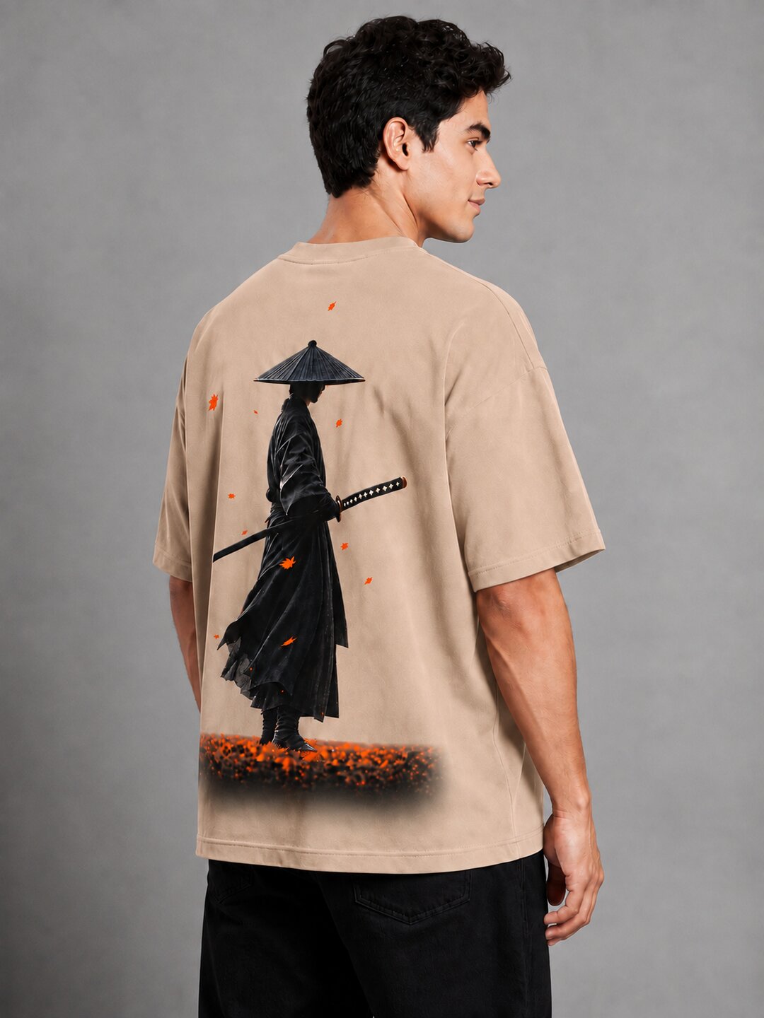 Hangul Drip Printed Round Neck Oversize Pre-customized Tshirt for Men
