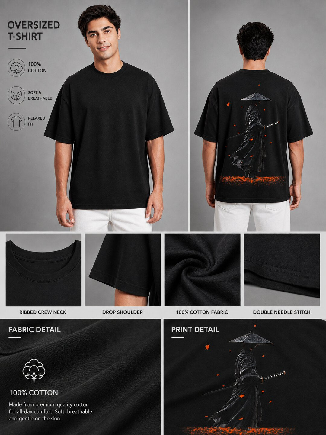 Hangul Drip Printed Round Neck Oversize Pre-customized Tshirt for Men