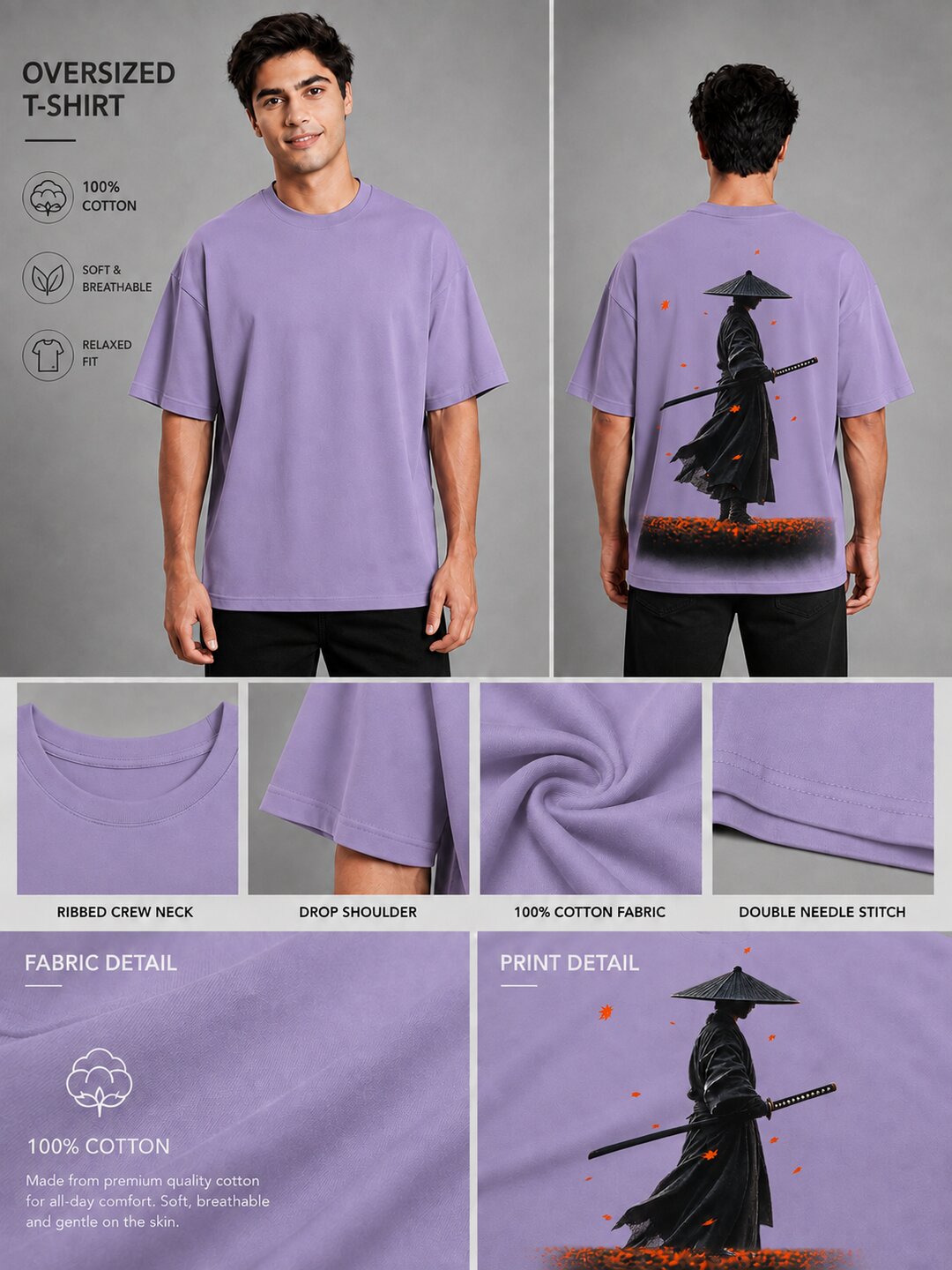 Hangul Drip Printed Round Neck Oversize Pre-customized Tshirt for Men