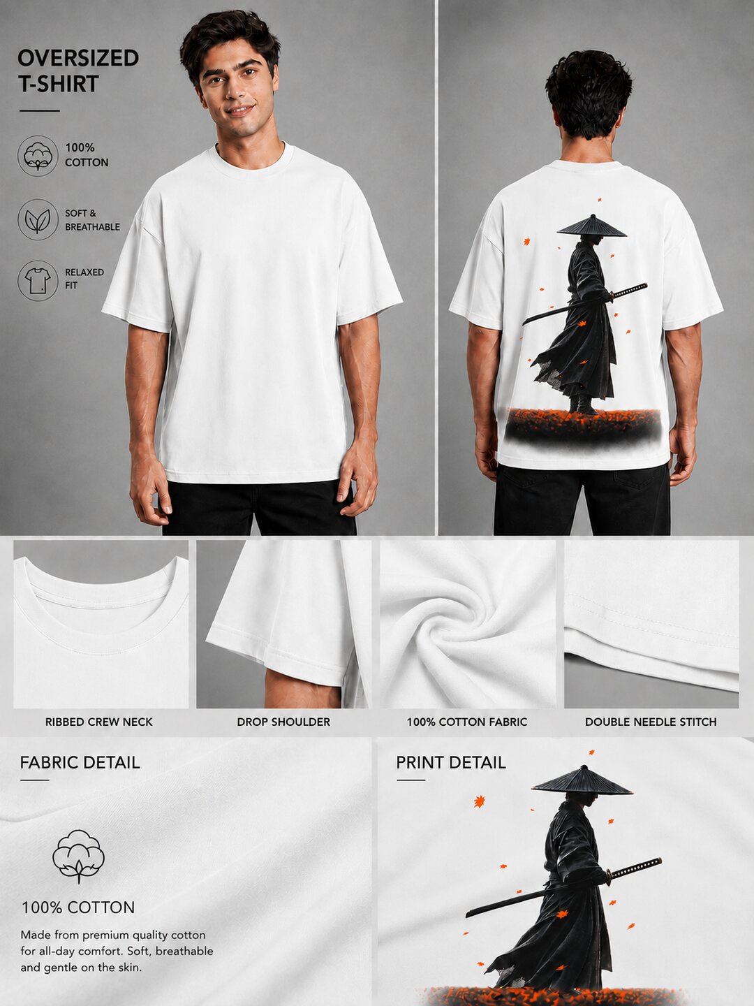 Hangul Drip Printed Round Neck Oversize Pre-customized Tshirt for Men
