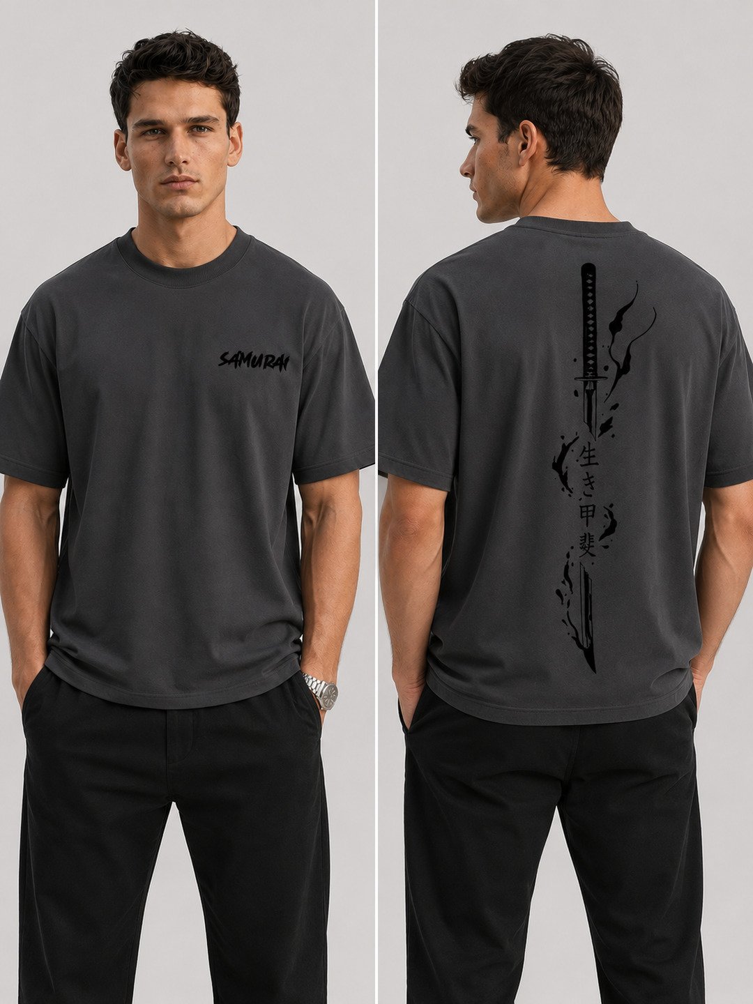 Sword flame Printed Round Neck Oversize Pre-customized Tshirt for Men