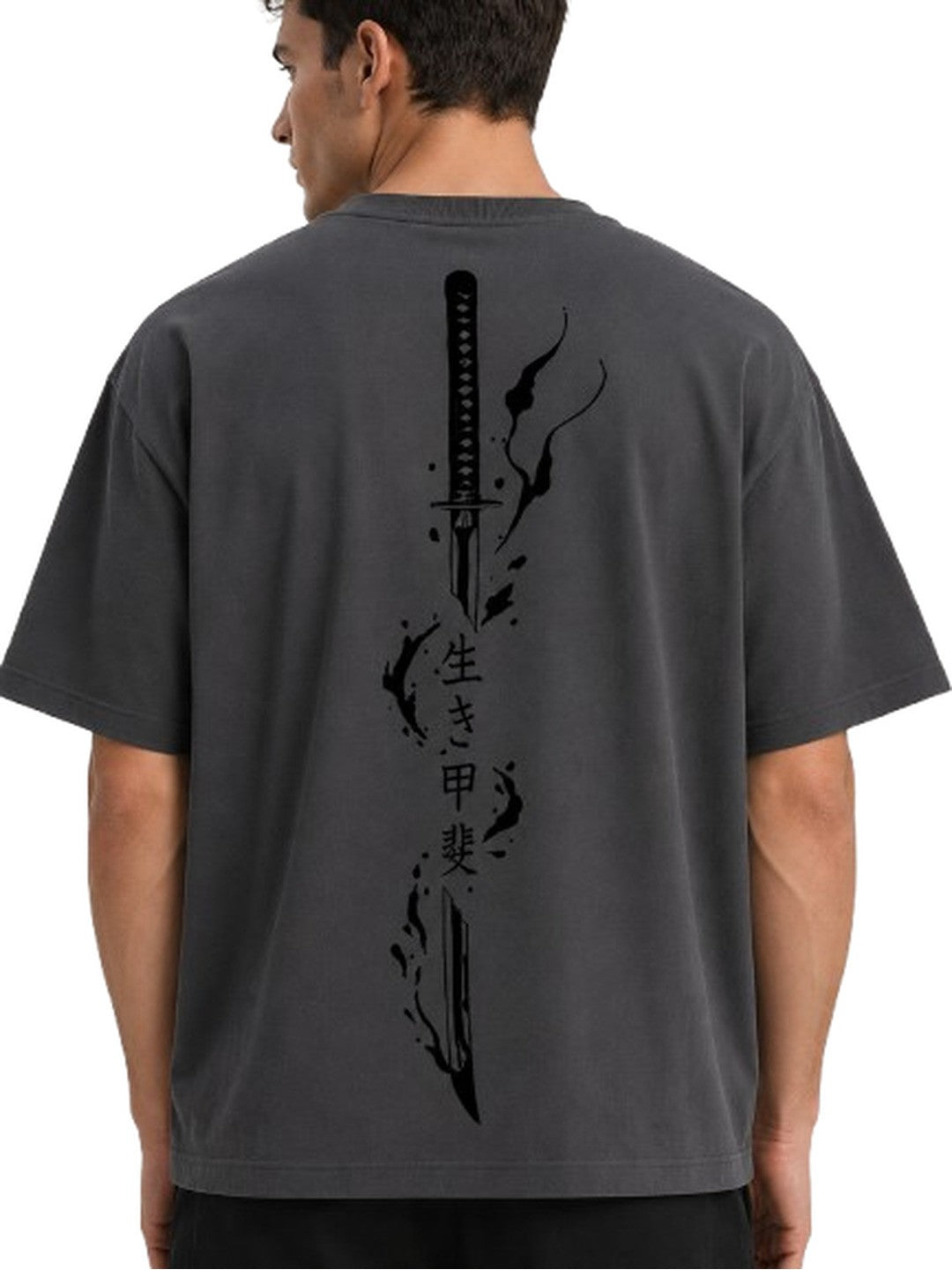 Sword flame Printed Round Neck Oversize Pre-customized Tshirt for Men