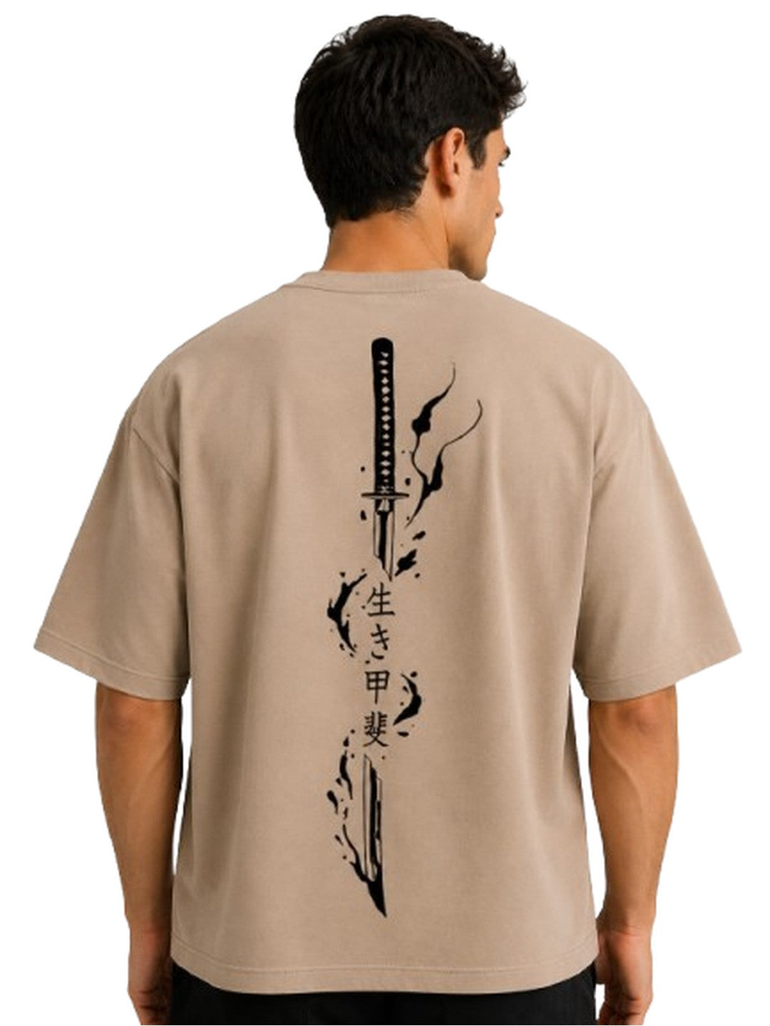 Sword flame Printed Round Neck Oversize Pre-customized Tshirt for Men