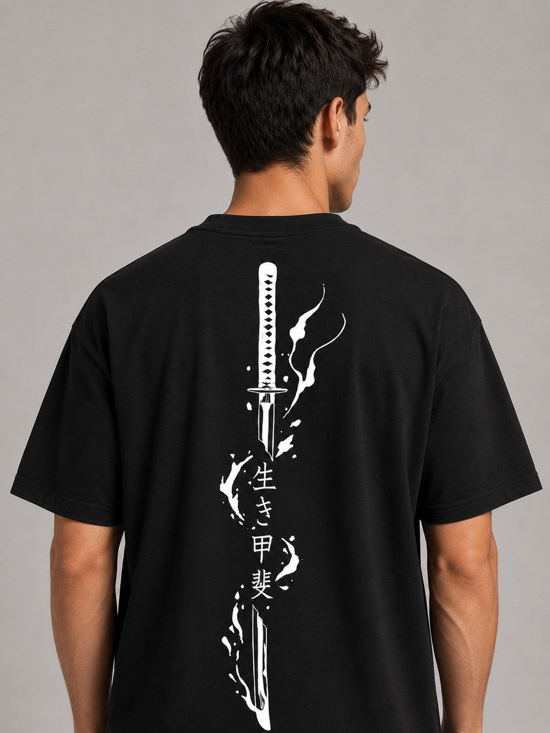 Sword flame Printed Round Neck Oversize Pre-customized Tshirt for Men