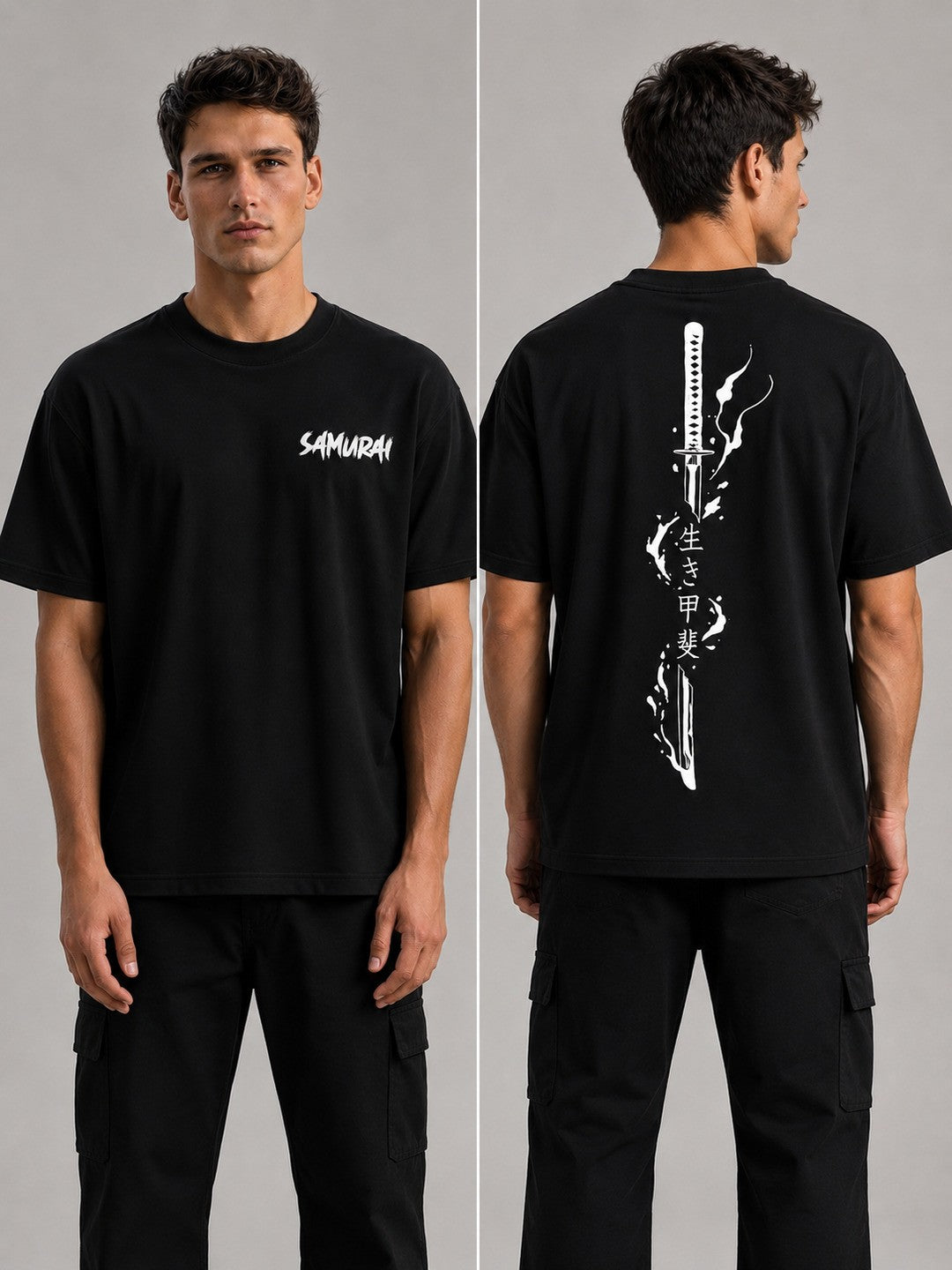 Sword flame Printed Round Neck Oversize Pre-customized Tshirt for Men