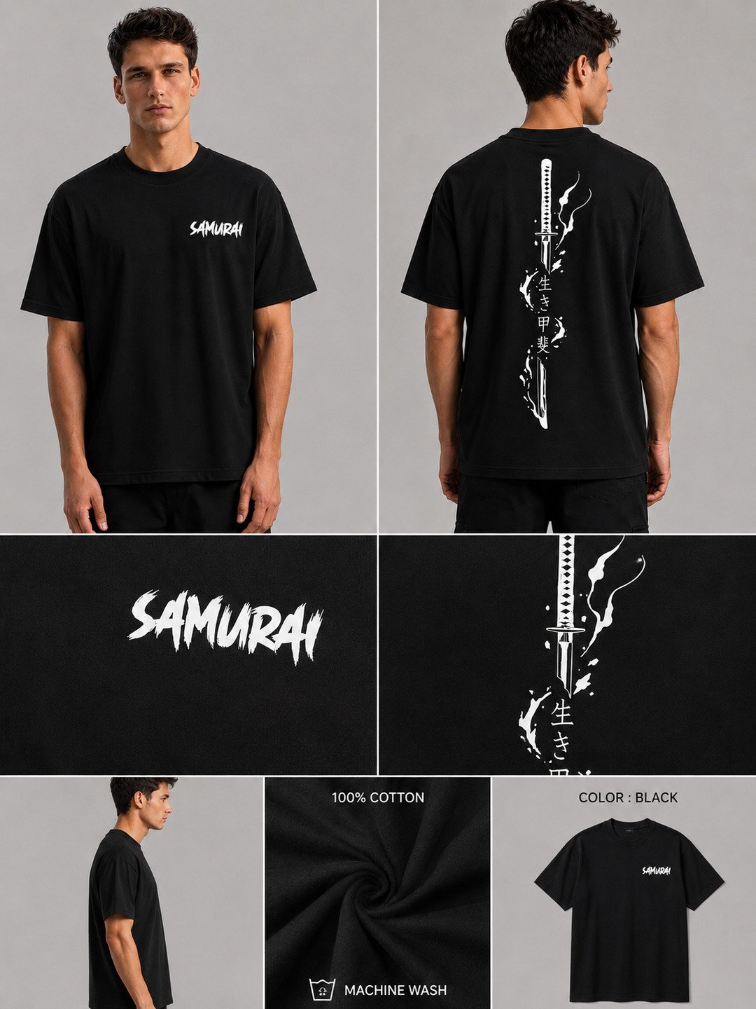 Sword flame Printed Round Neck Oversize Pre-customized Tshirt for Men