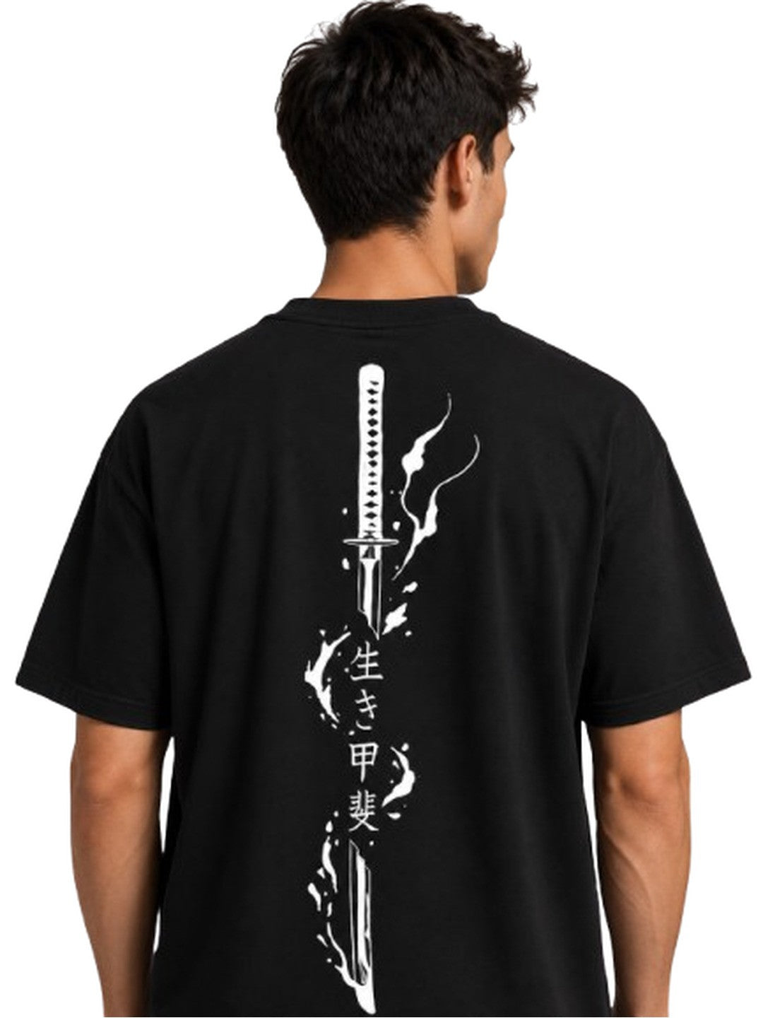 Sword flame Printed Round Neck Oversize Pre-customized Tshirt for Men