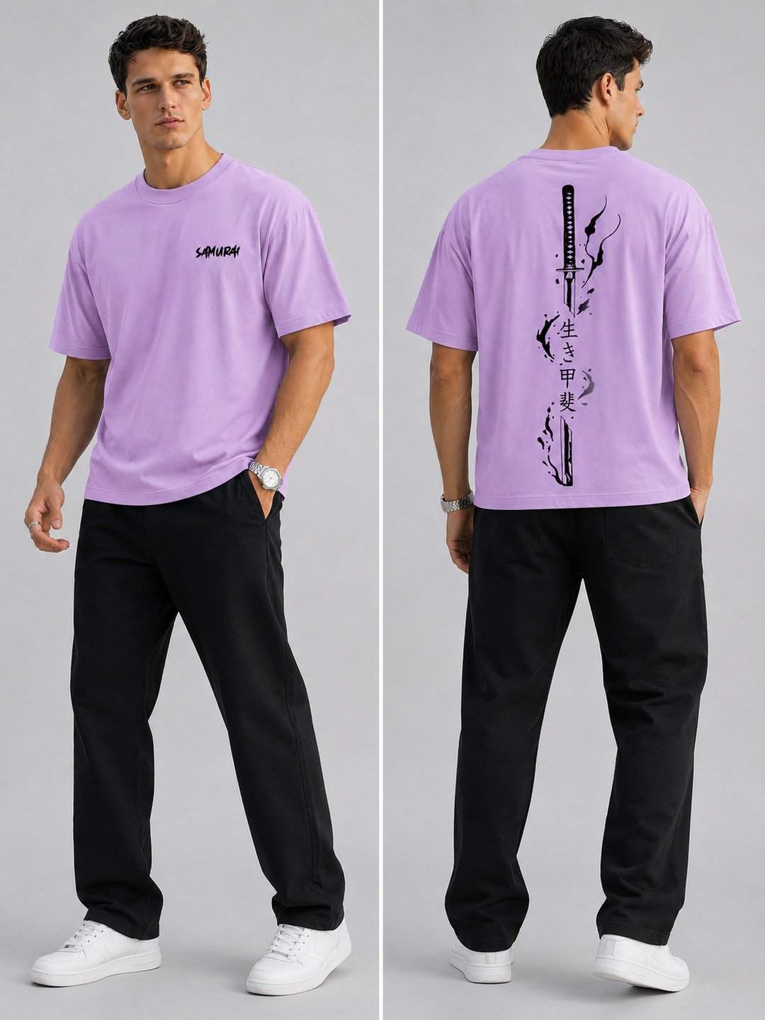 Sword flame Printed Round Neck Oversize Pre-customized Tshirt for Men