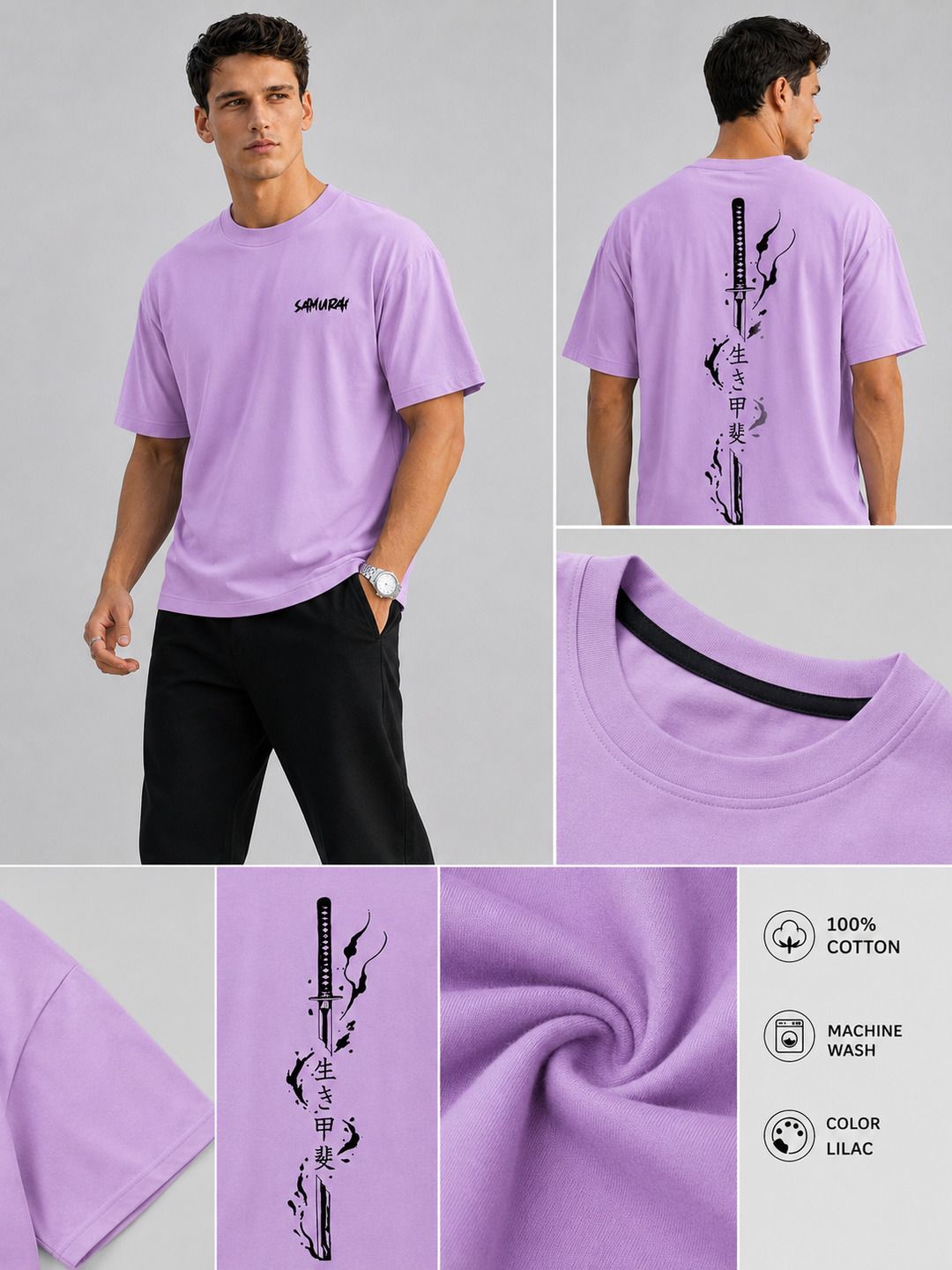 Sword flame Printed Round Neck Oversize Pre-customized Tshirt for Men
