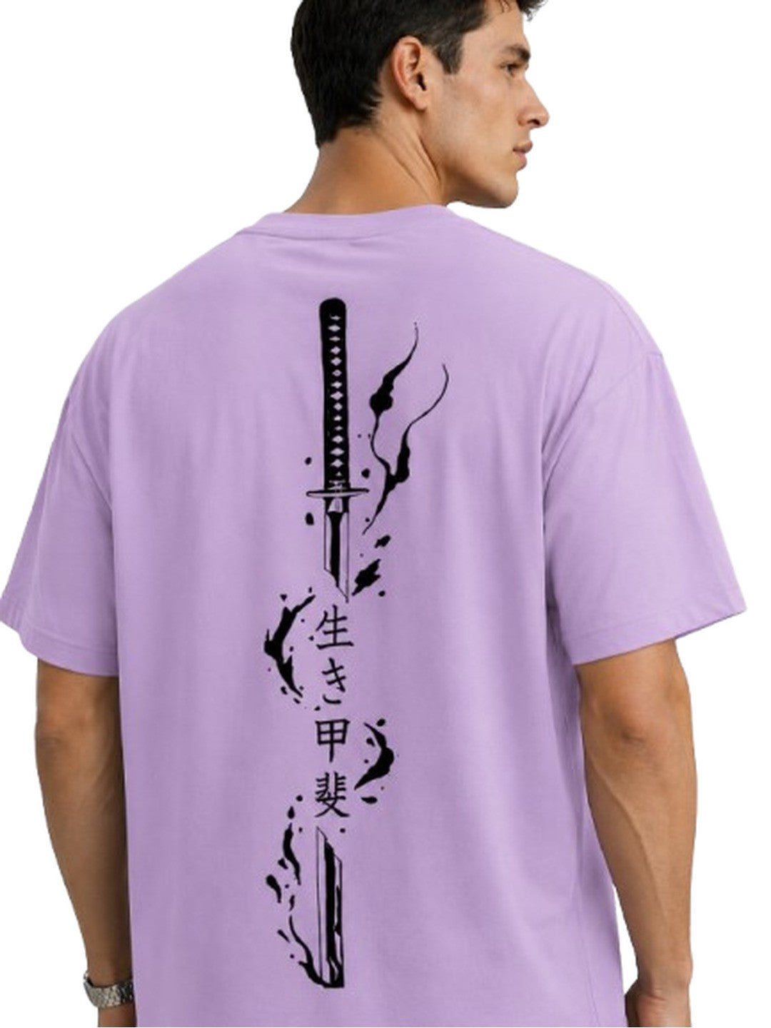 Sword flame Printed Round Neck Oversize Pre-customized Tshirt for Men