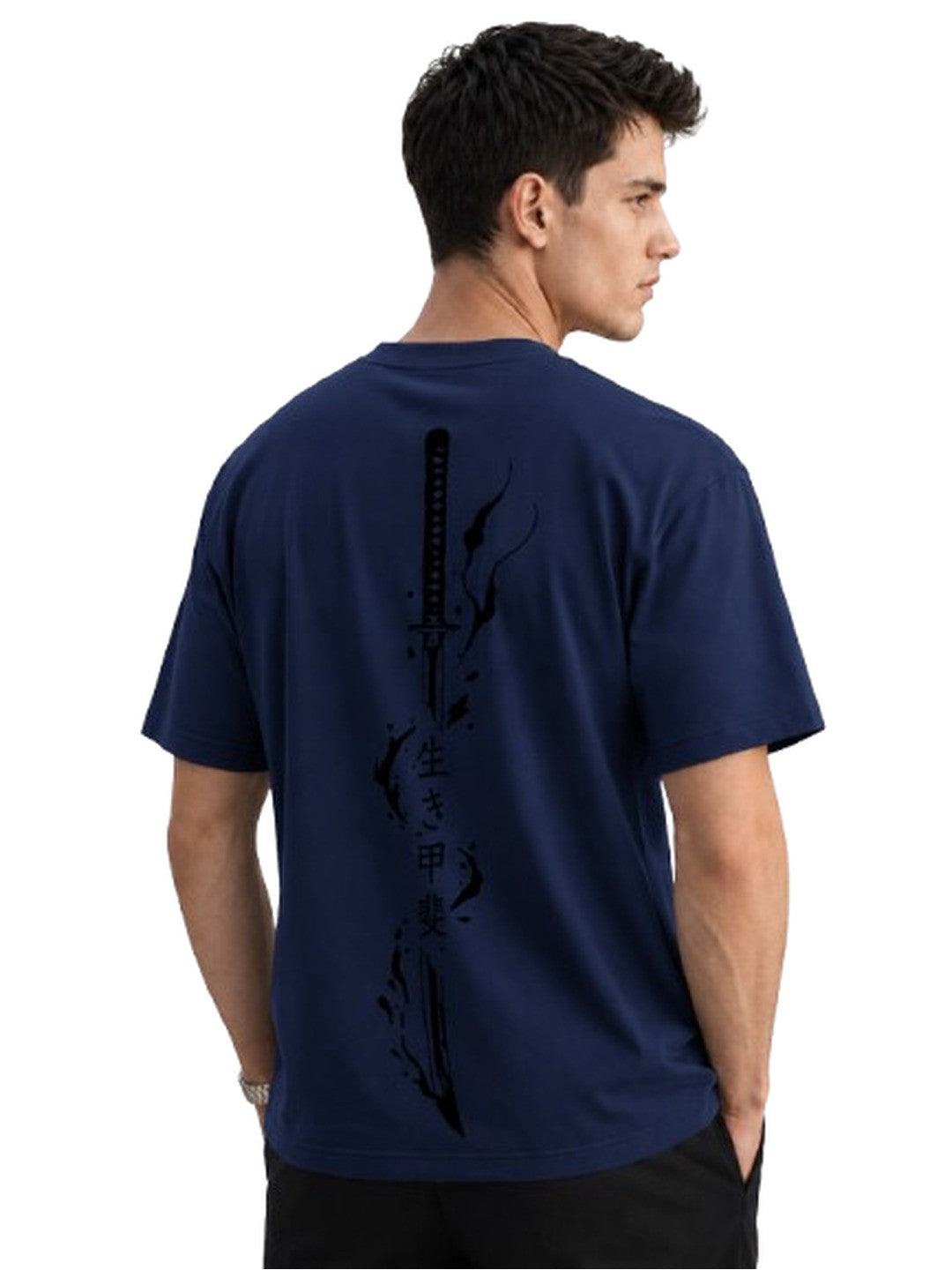 Sword flame Printed Round Neck Oversize Pre-customized Tshirt for Men