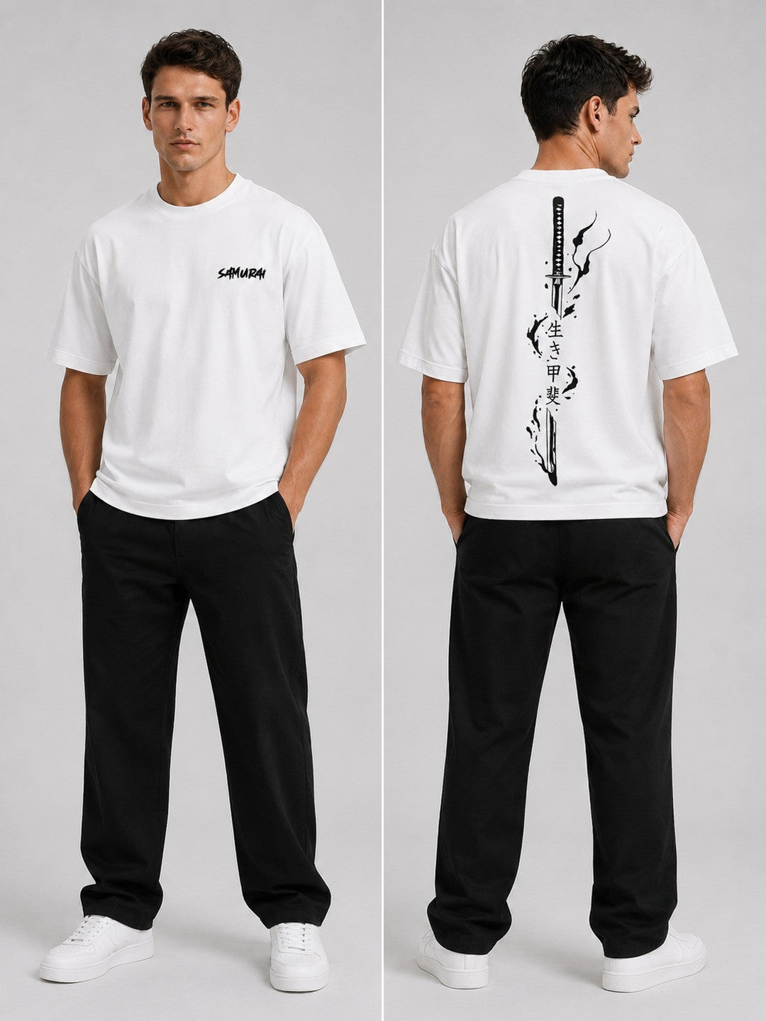 Sword flame Printed Round Neck Oversize Pre-customized Tshirt for Men