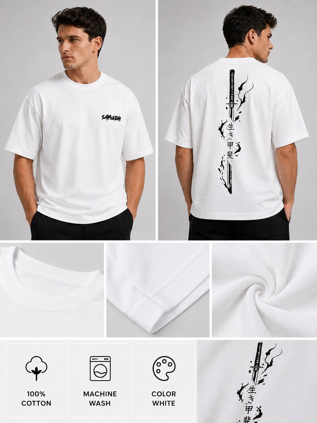 Sword flame Printed Round Neck Oversize Pre-customized Tshirt for Men