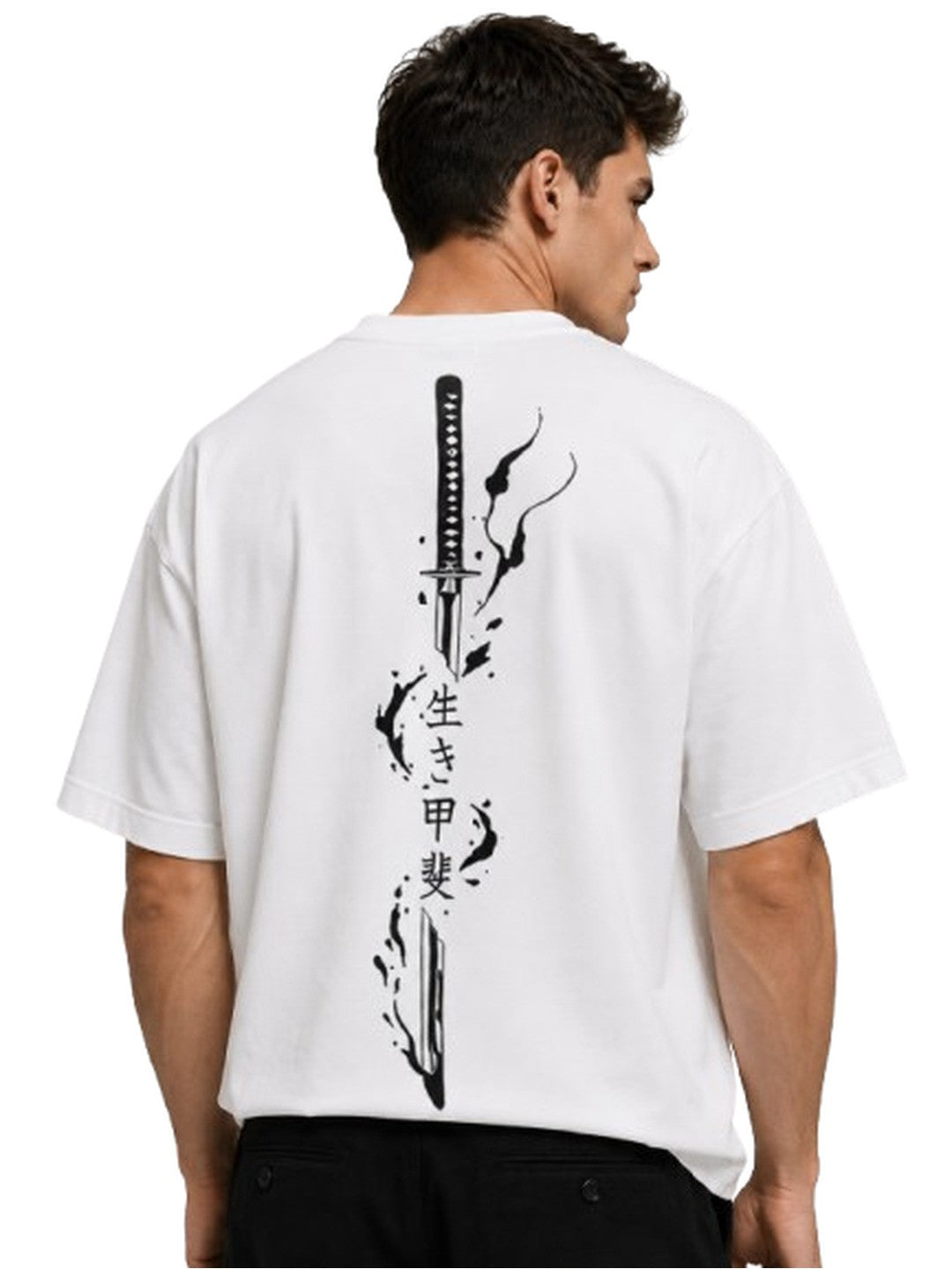 Sword flame Printed Round Neck Oversize Pre-customized Tshirt for Men