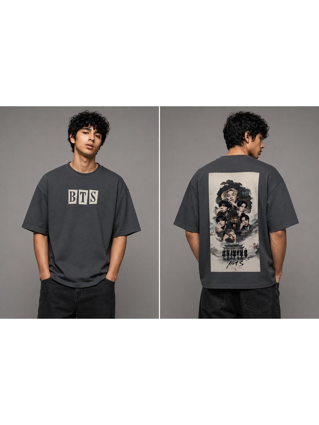 K-Culture Printed Round Neck Oversize Pre-customized Tshirt for Men