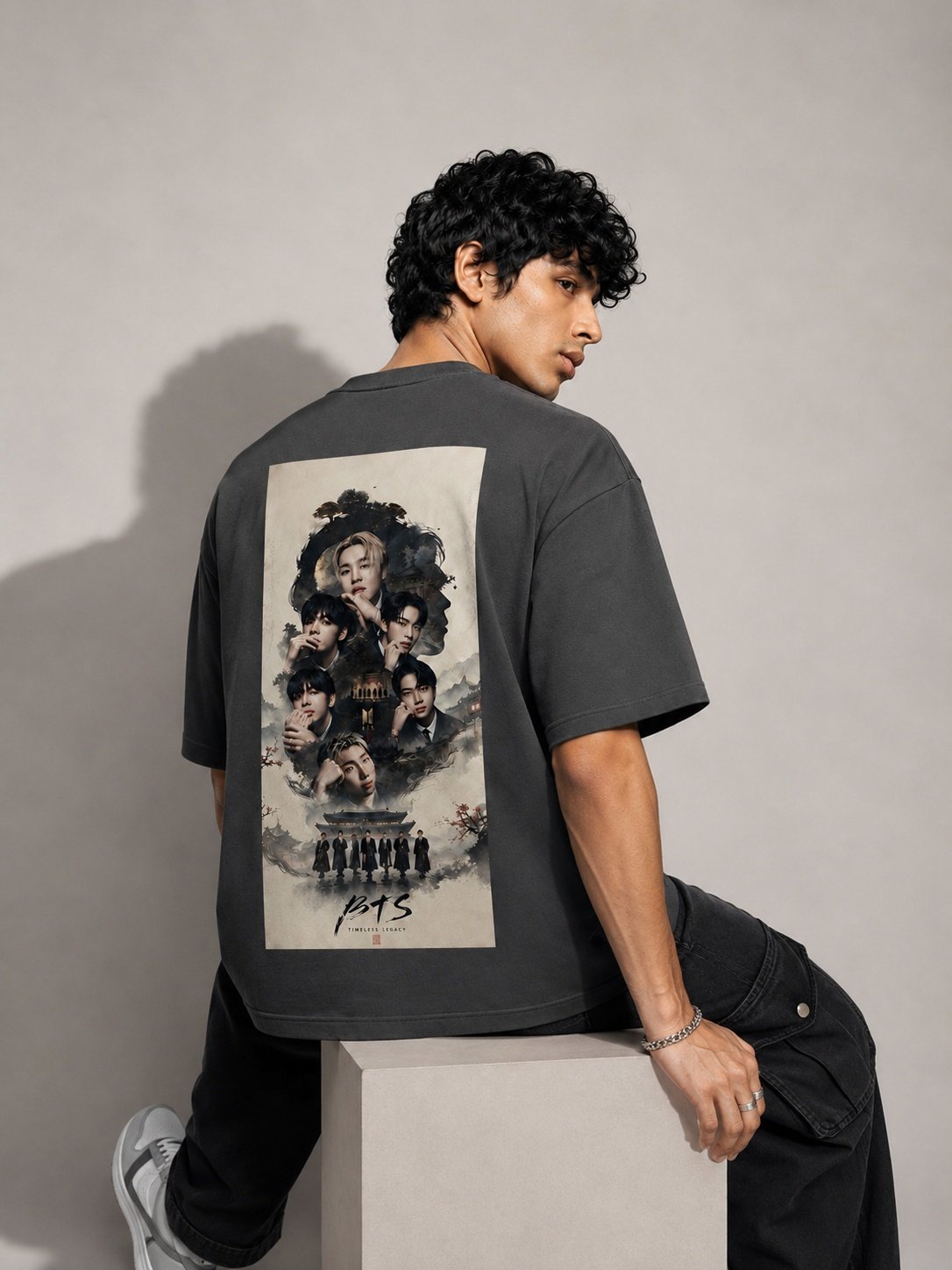 K-Culture Printed Round Neck Oversize Pre-customized Tshirt for Men