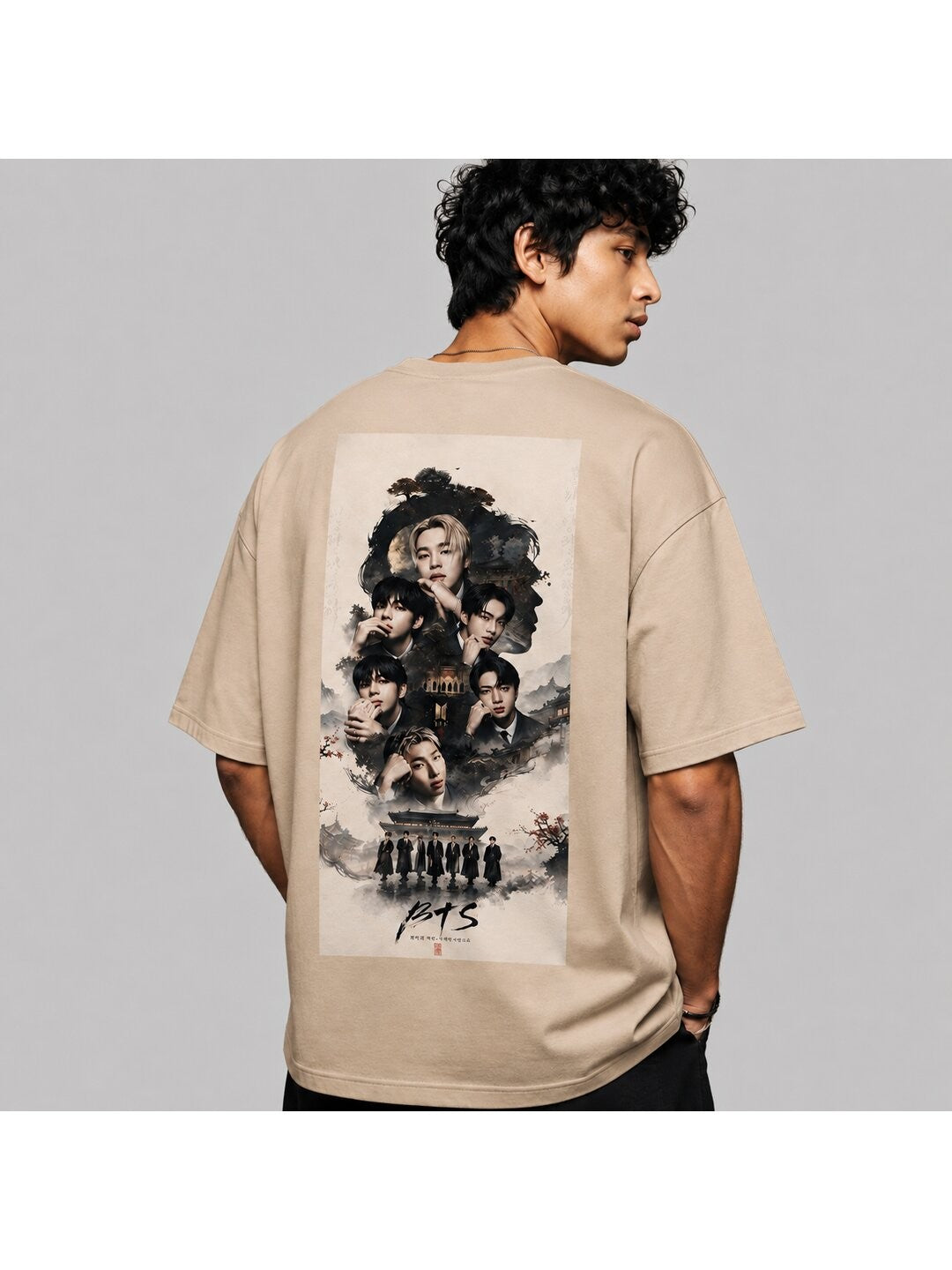 K-Culture Printed Round Neck Oversize Pre-customized Tshirt for Men