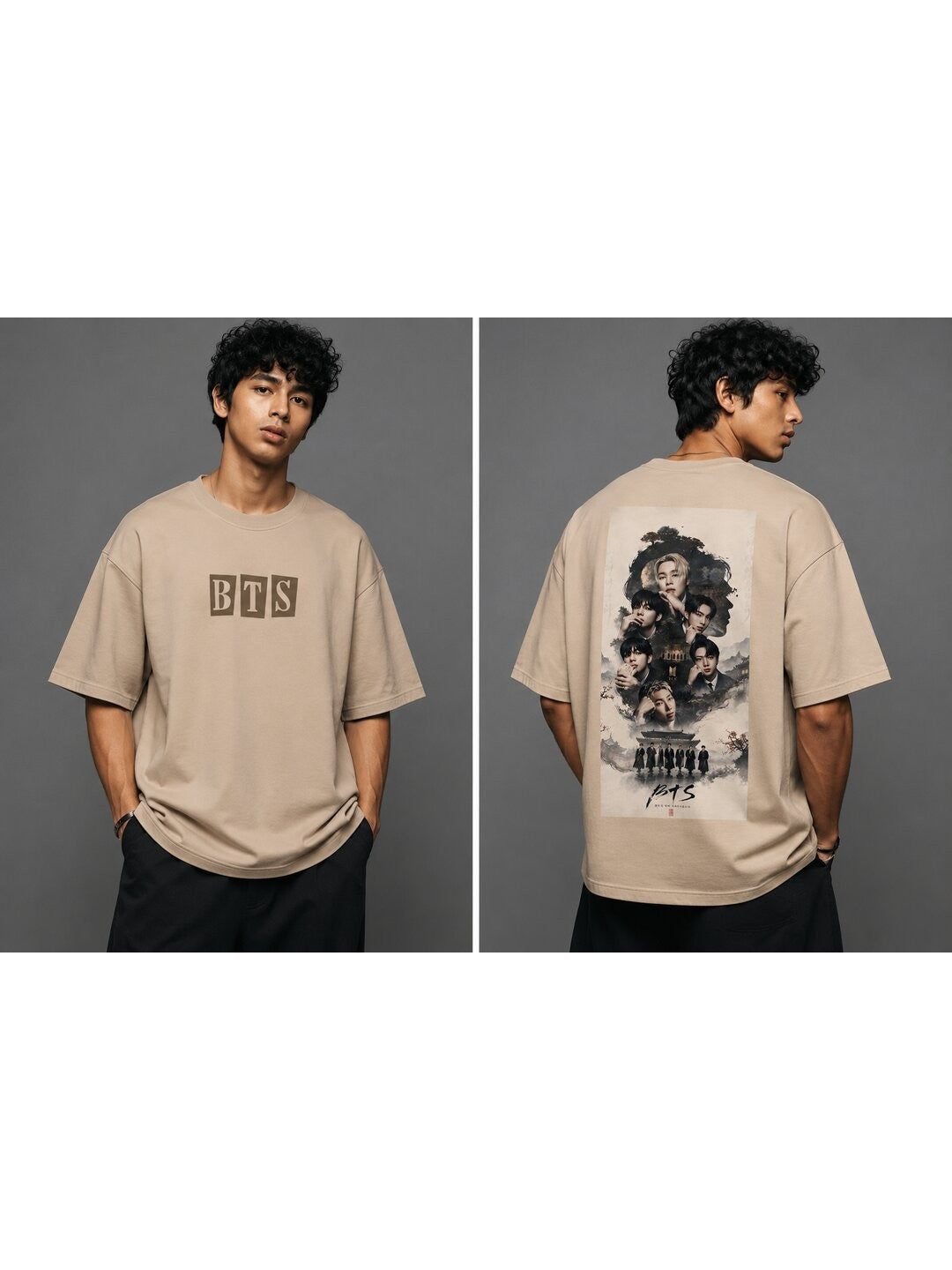 K-Culture Printed Round Neck Oversize Pre-customized Tshirt for Men