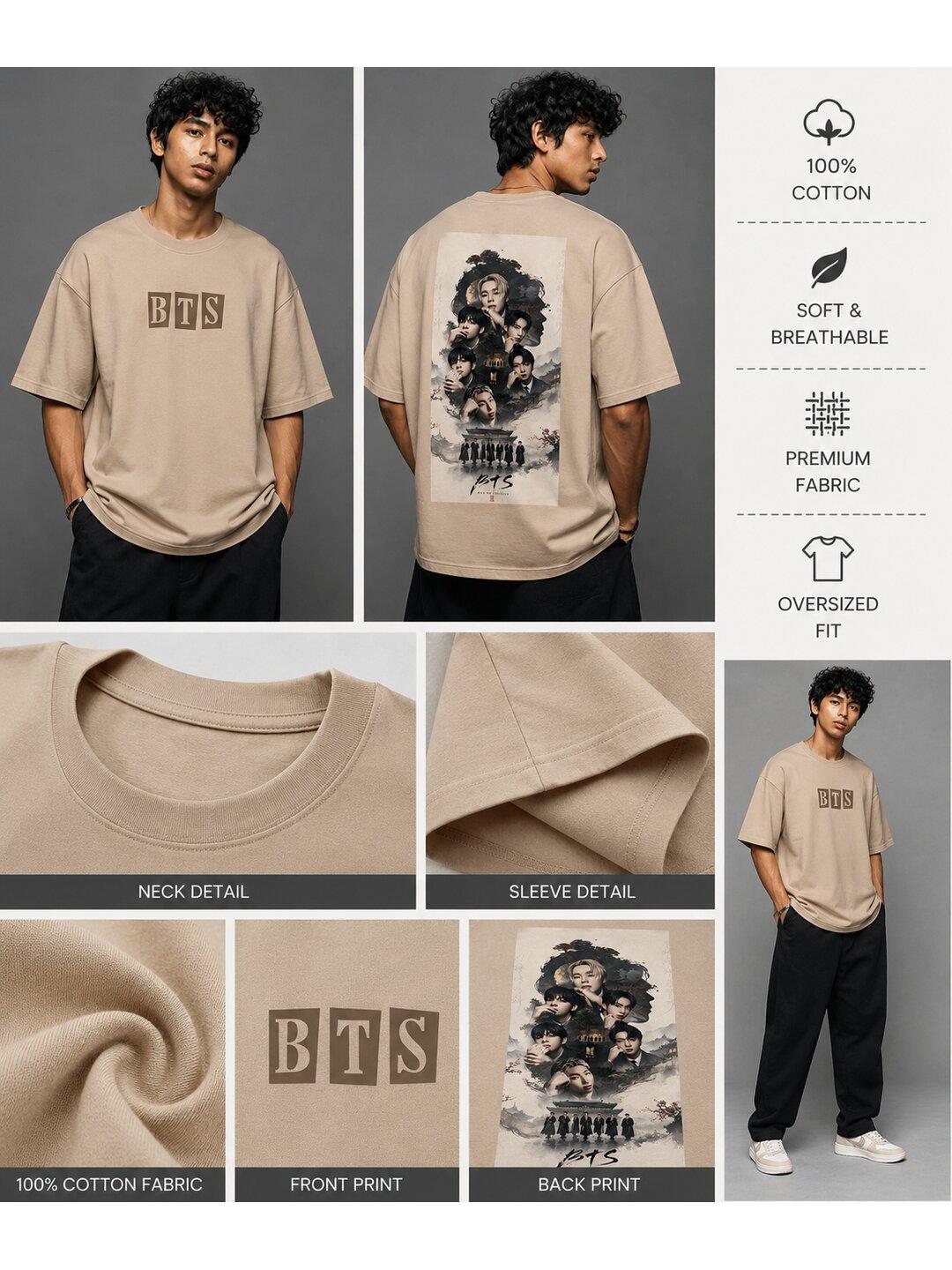 K-Culture Printed Round Neck Oversize Pre-customized Tshirt for Men