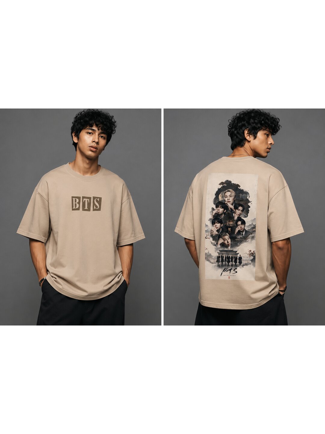 Korean 12 Printed Round Neck Oversized Pre customized Tshirt for Men