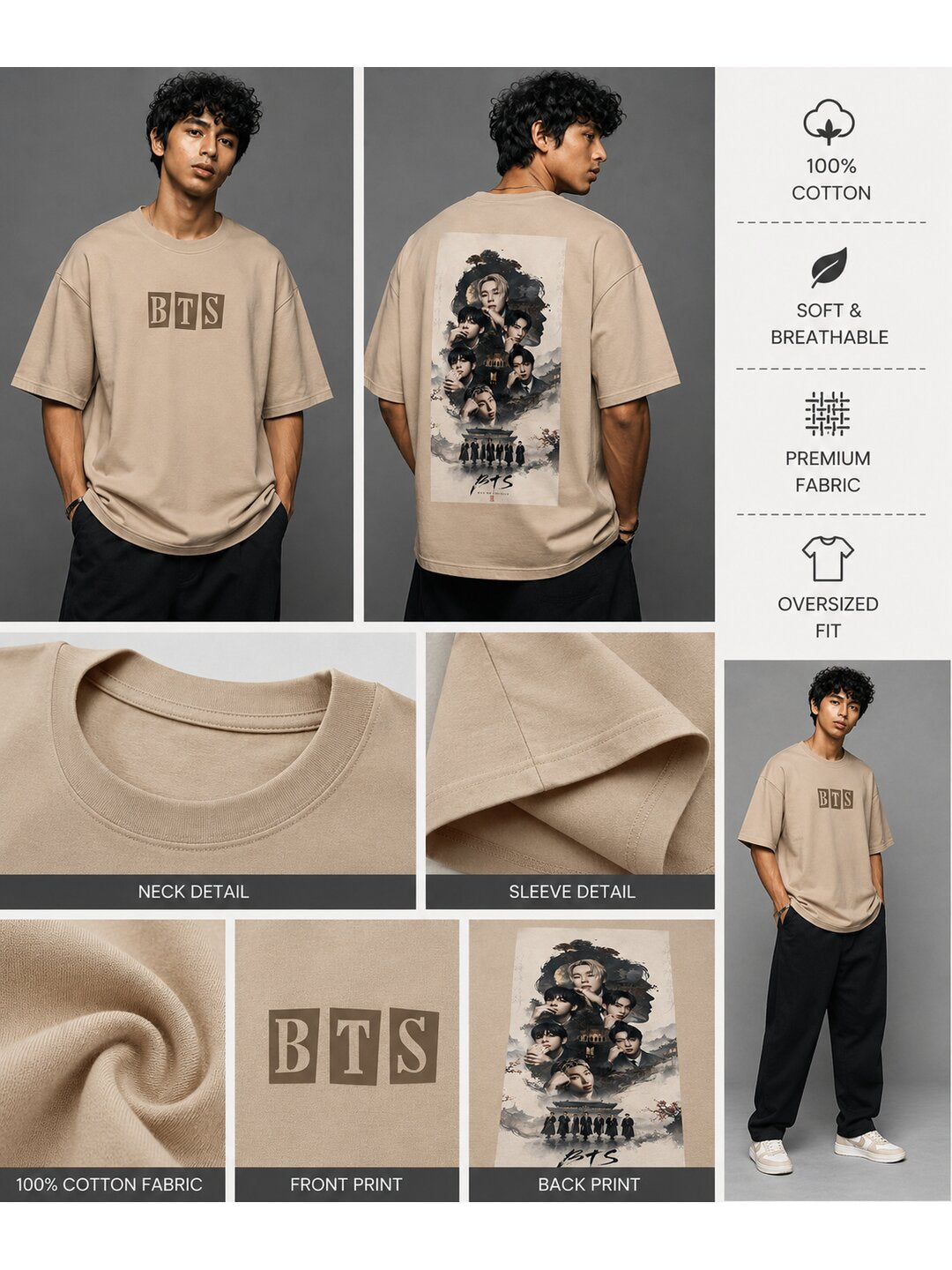 Korean 12 Printed Round Neck Oversized Pre customized Tshirt for Men