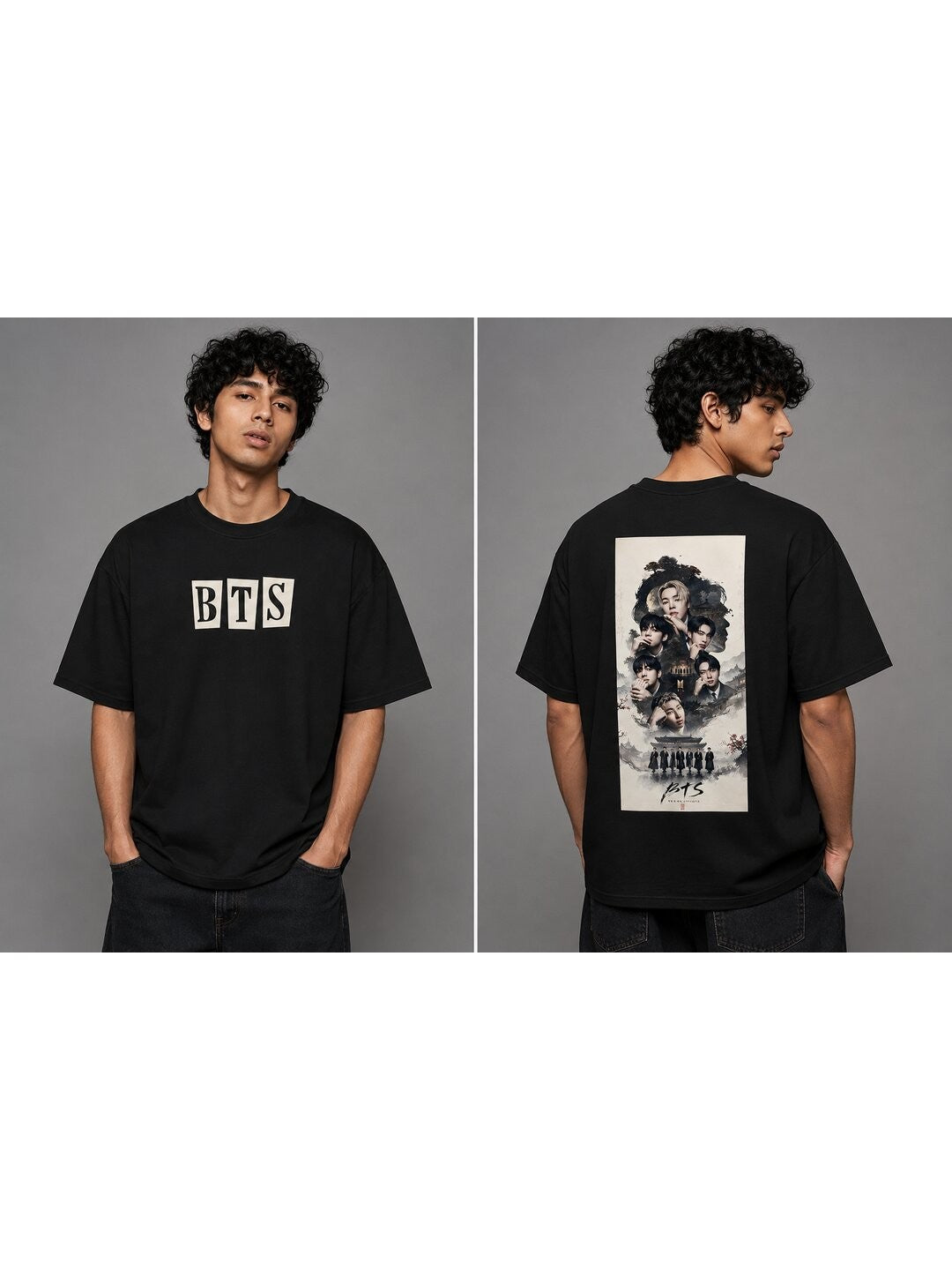 K-Culture Printed Round Neck Oversize Pre-customized Tshirt for Men