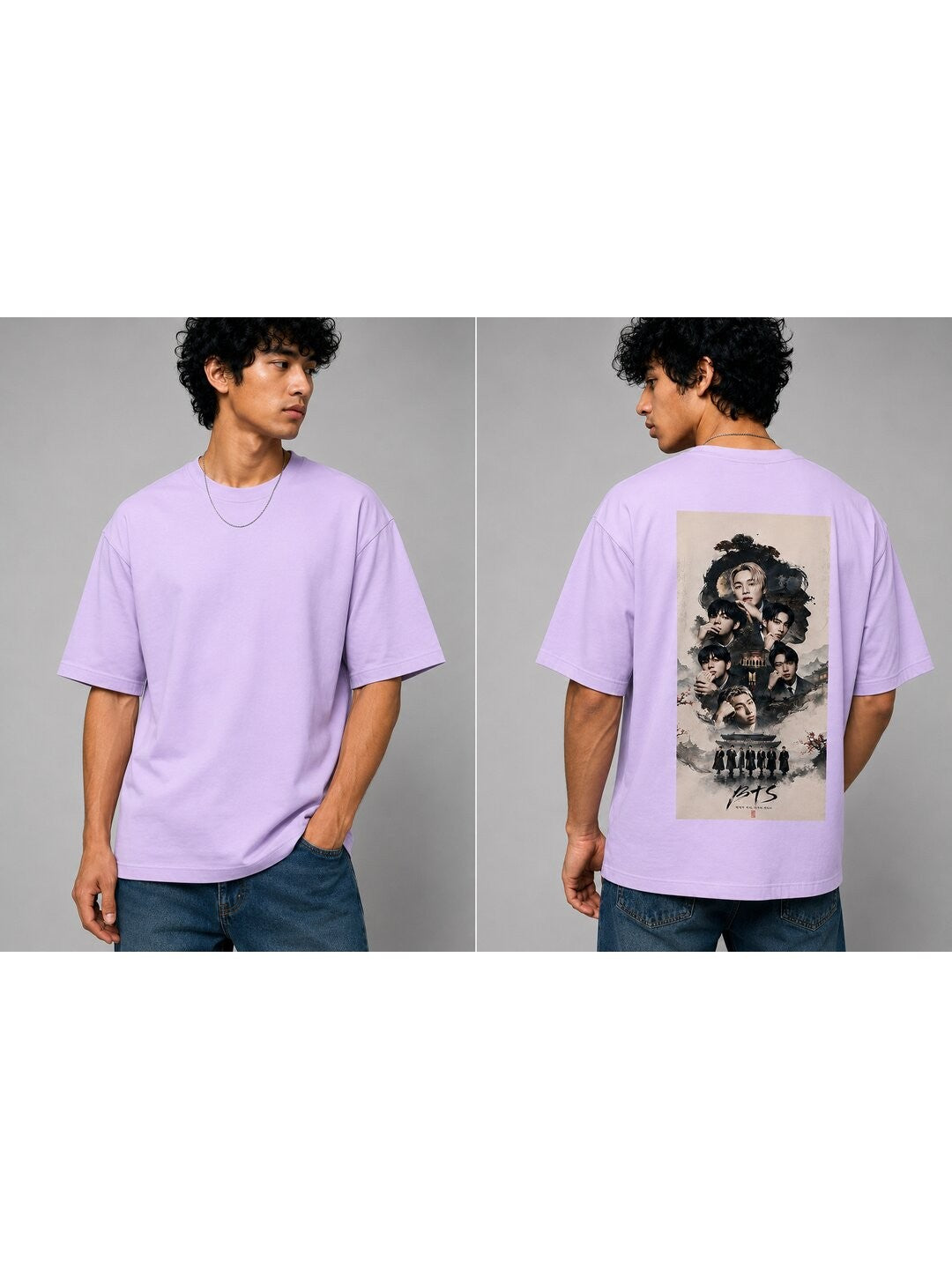 K-Culture Printed Round Neck Oversize Pre-customized Tshirt for Men