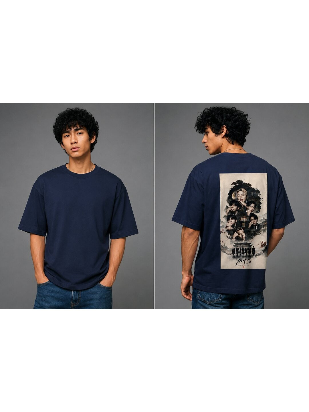 K-Culture Printed Round Neck Oversize Pre-customized Tshirt for Men